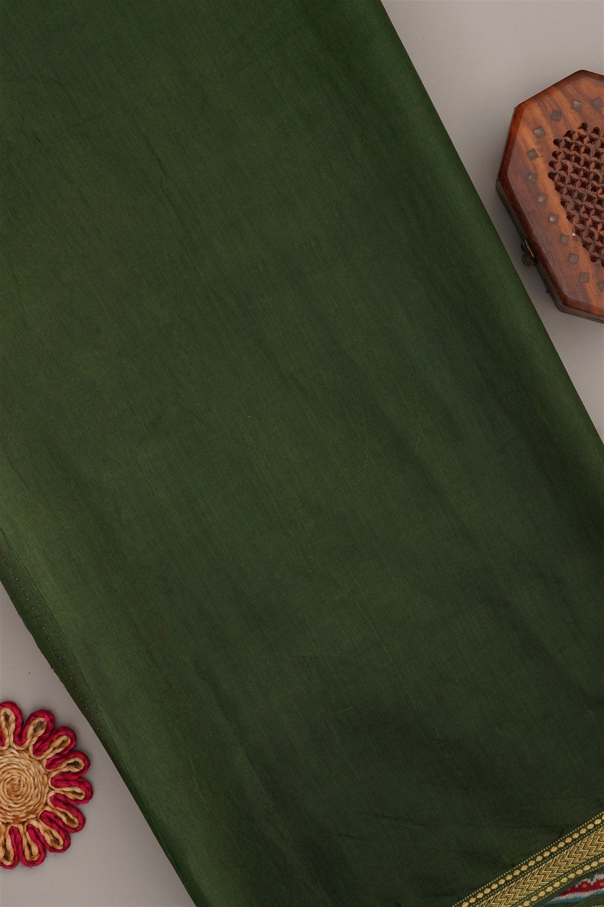 Ikat Silk Blend Lime Green Saree