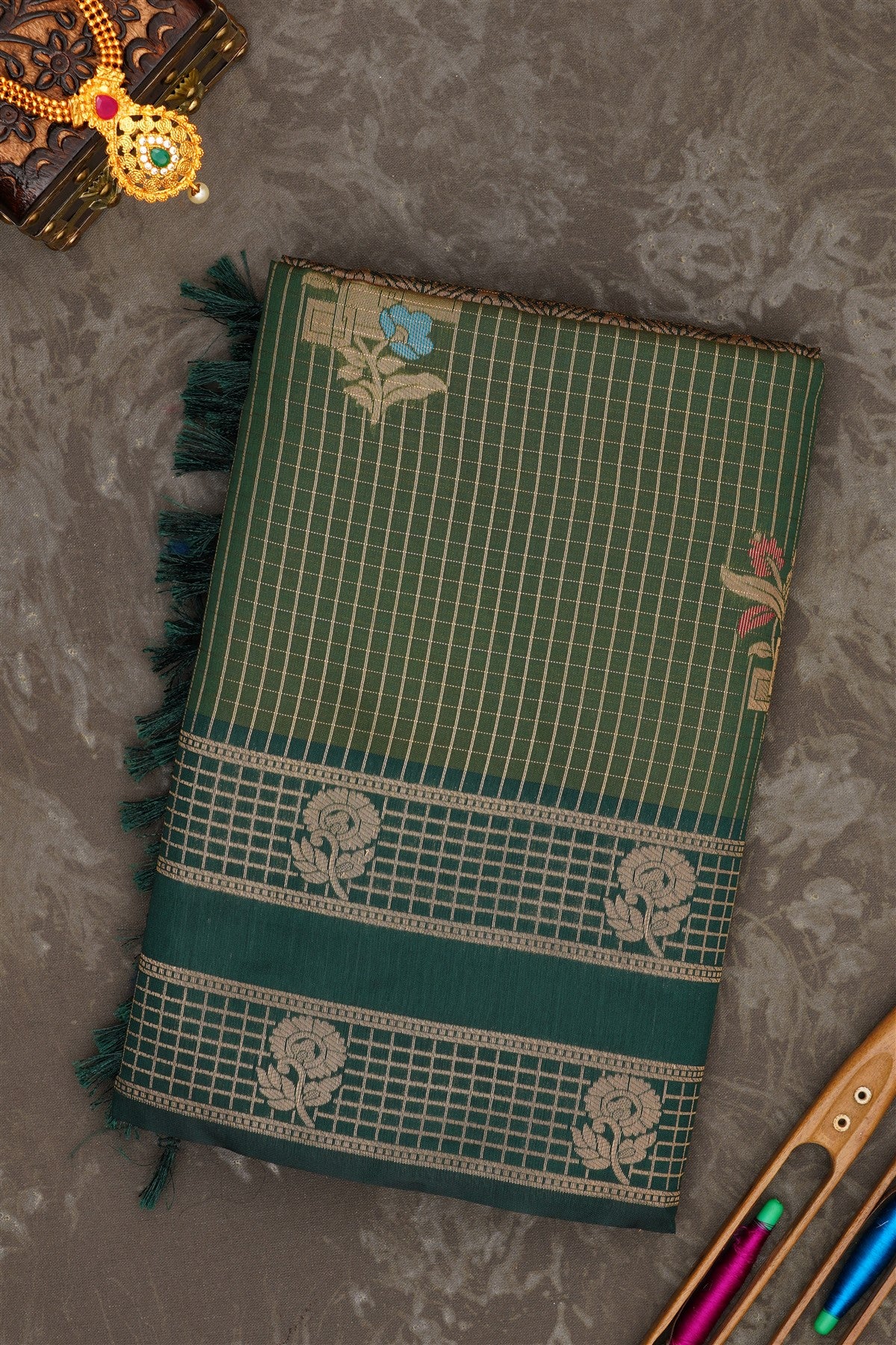 Banarasi Soft Silk Mehendi Green Saree