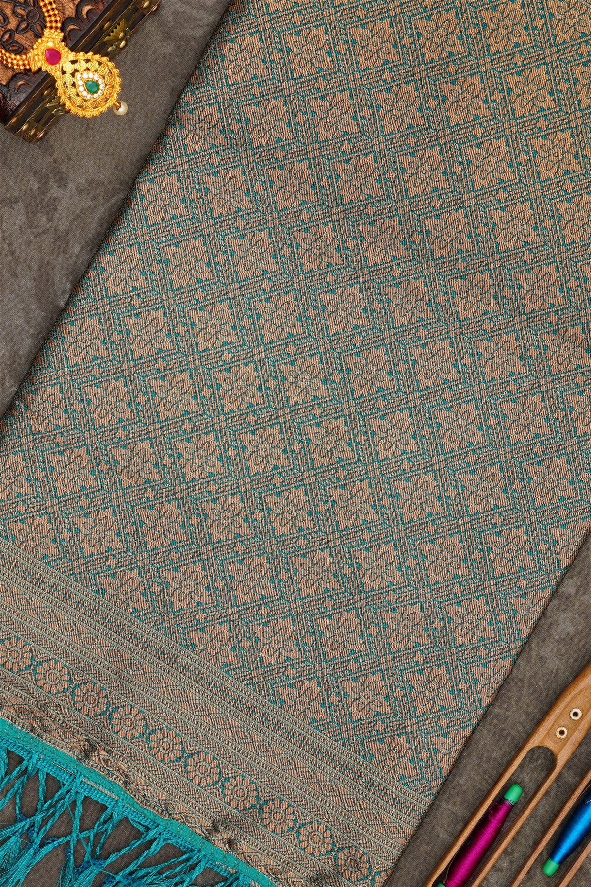 Banarasi Soft Silk Teal Saree