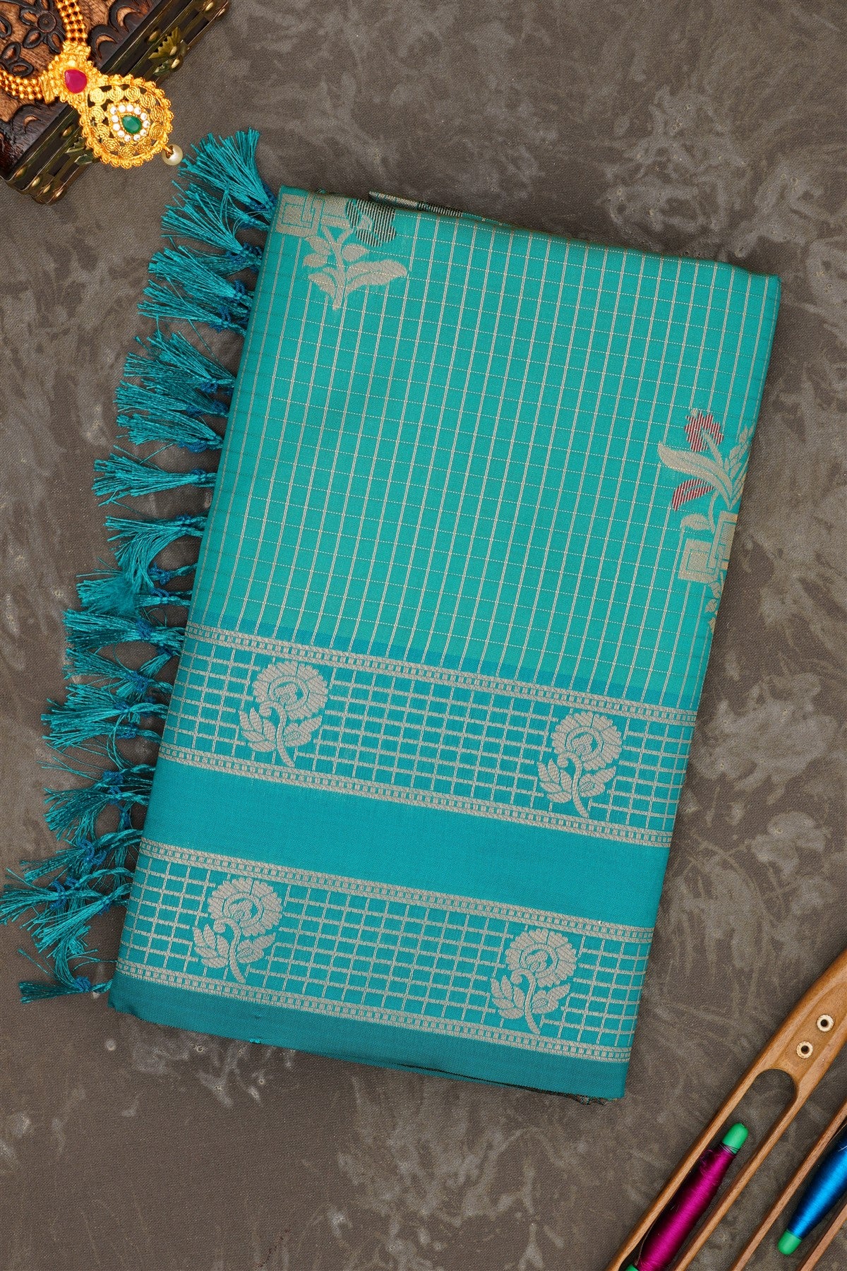 Banarasi Soft Silk Teal Saree