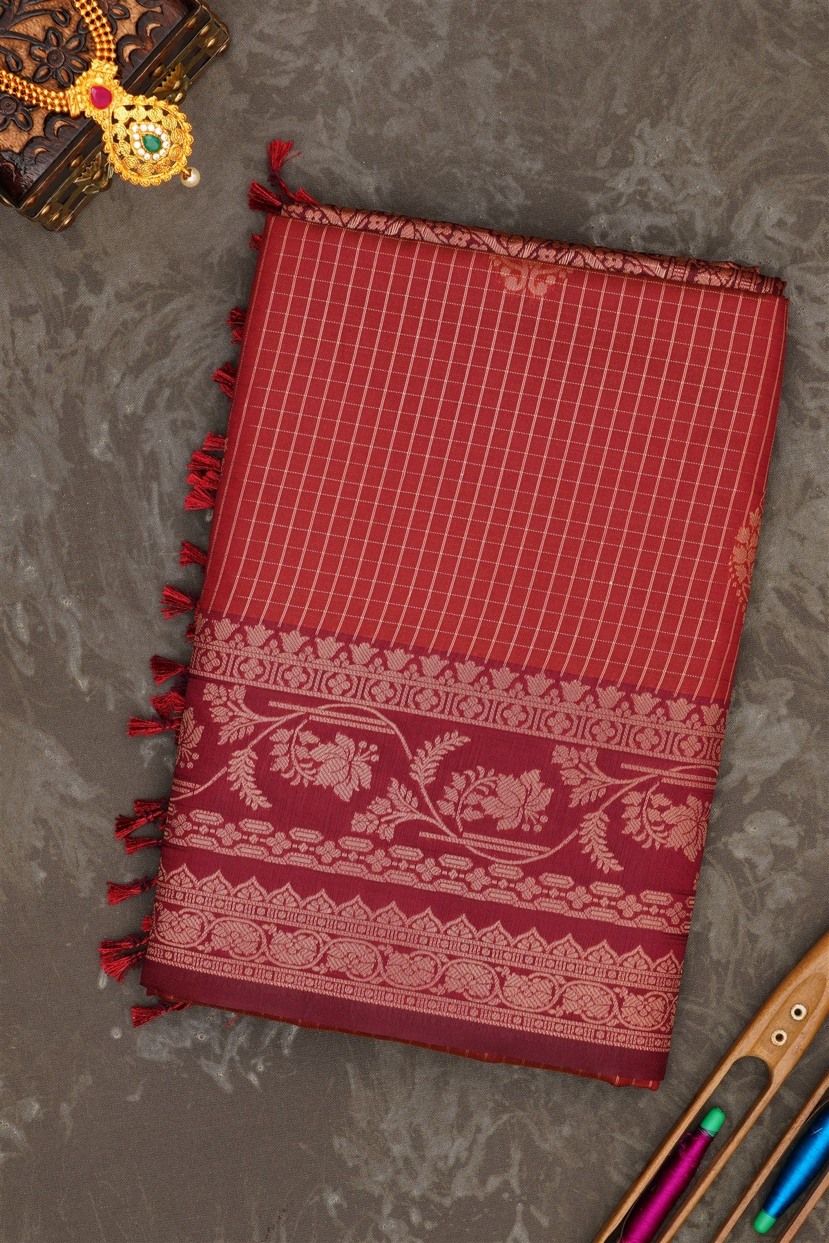 Banarasi Soft Silk Dark Brown Saree