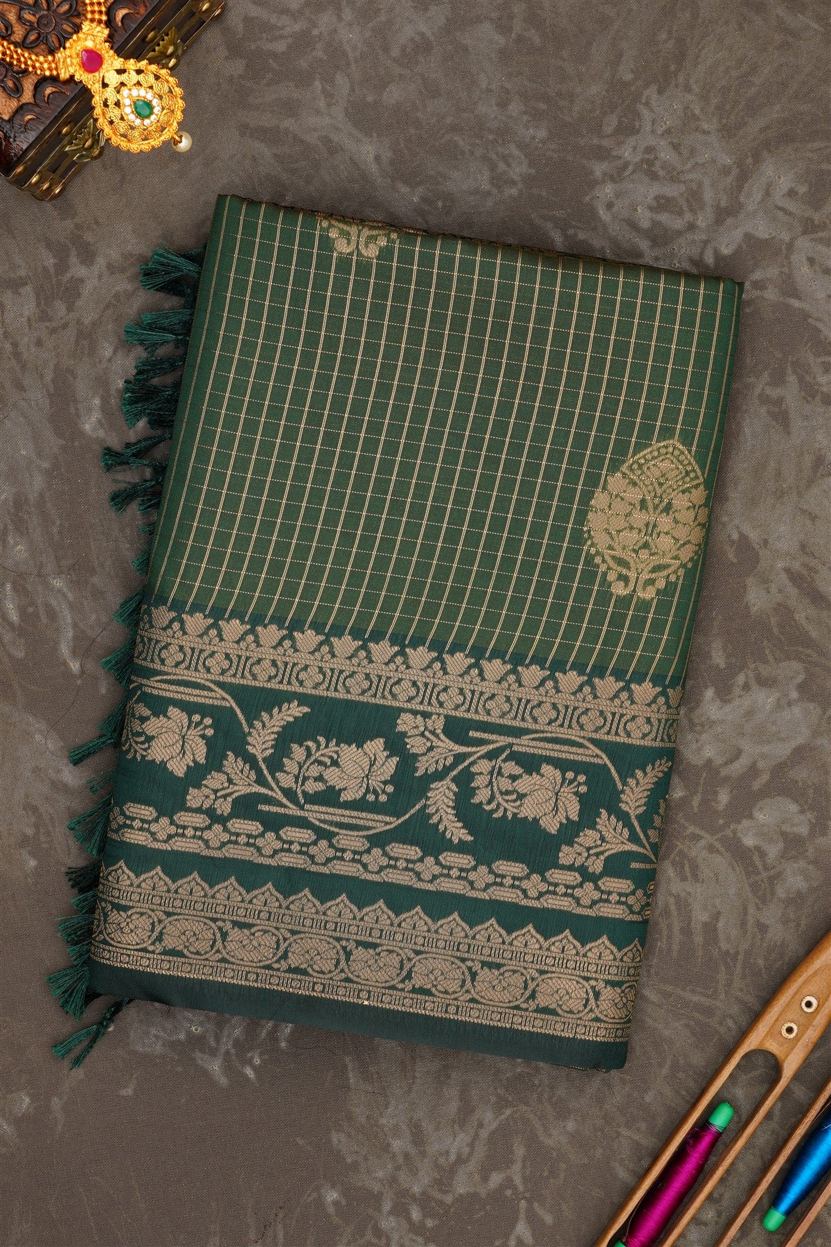 Banarasi Soft Silk Mehendi Green Saree