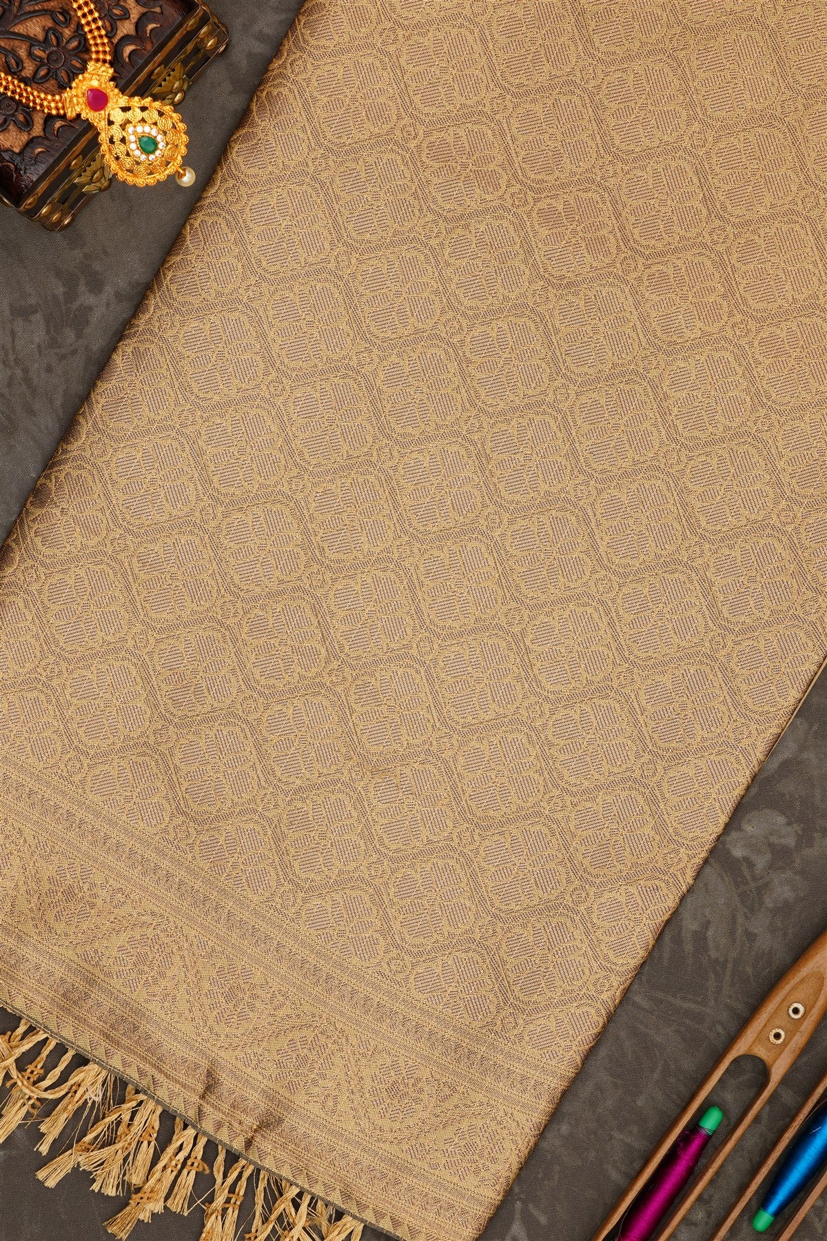 Banarasi Soft Silk Dark Khaki Saree