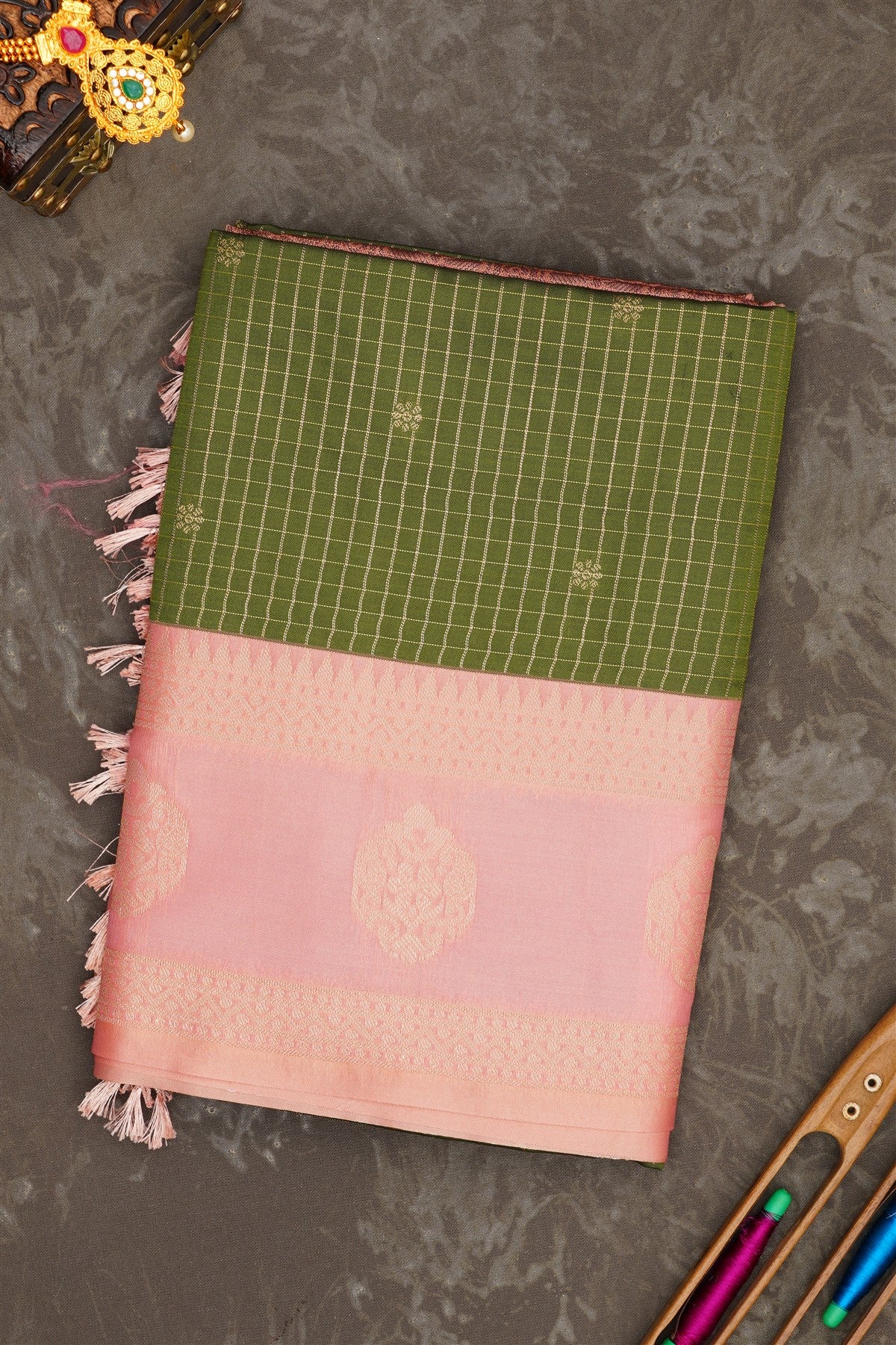 Banarasi Soft Silk Mehendi Green Saree
