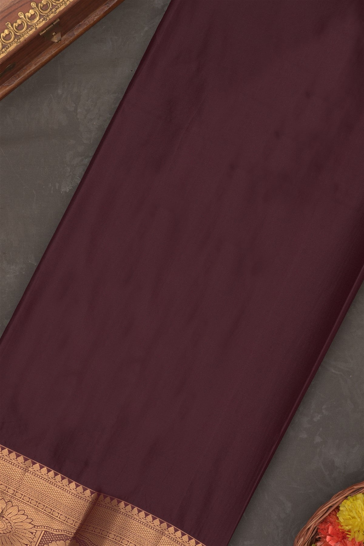 Kanchipuram Silk Rust Saree