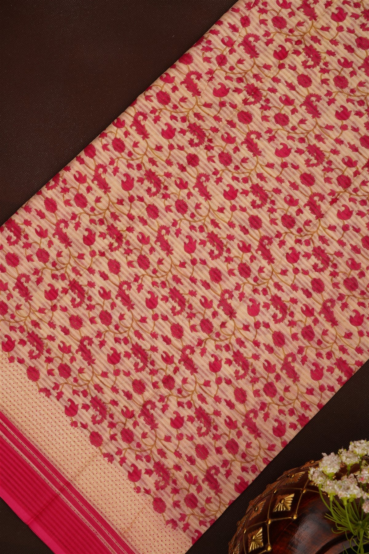 Printed Cotton Dark Pink DressMaterial