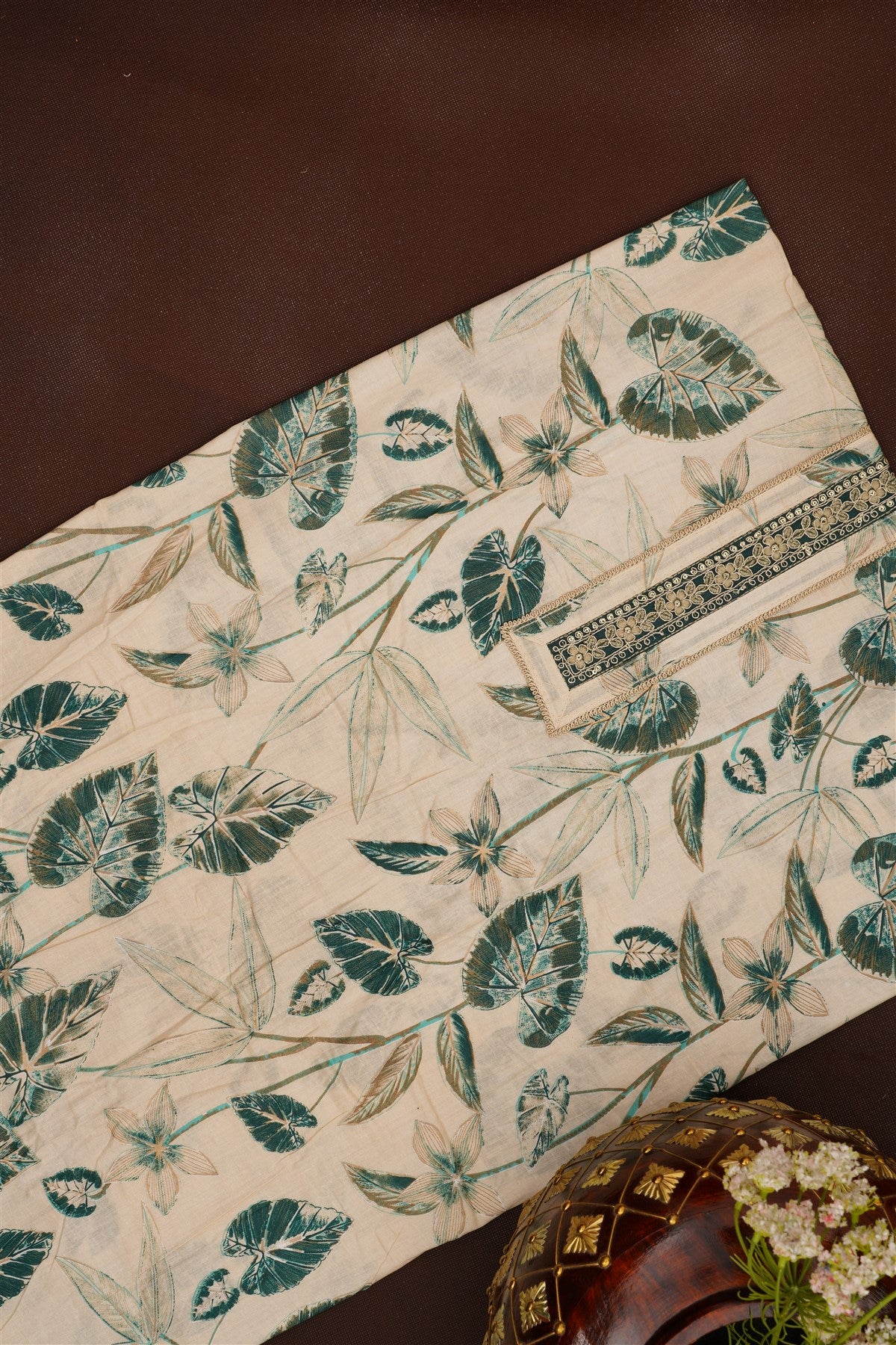 Printed Cotton Cream DressMaterial