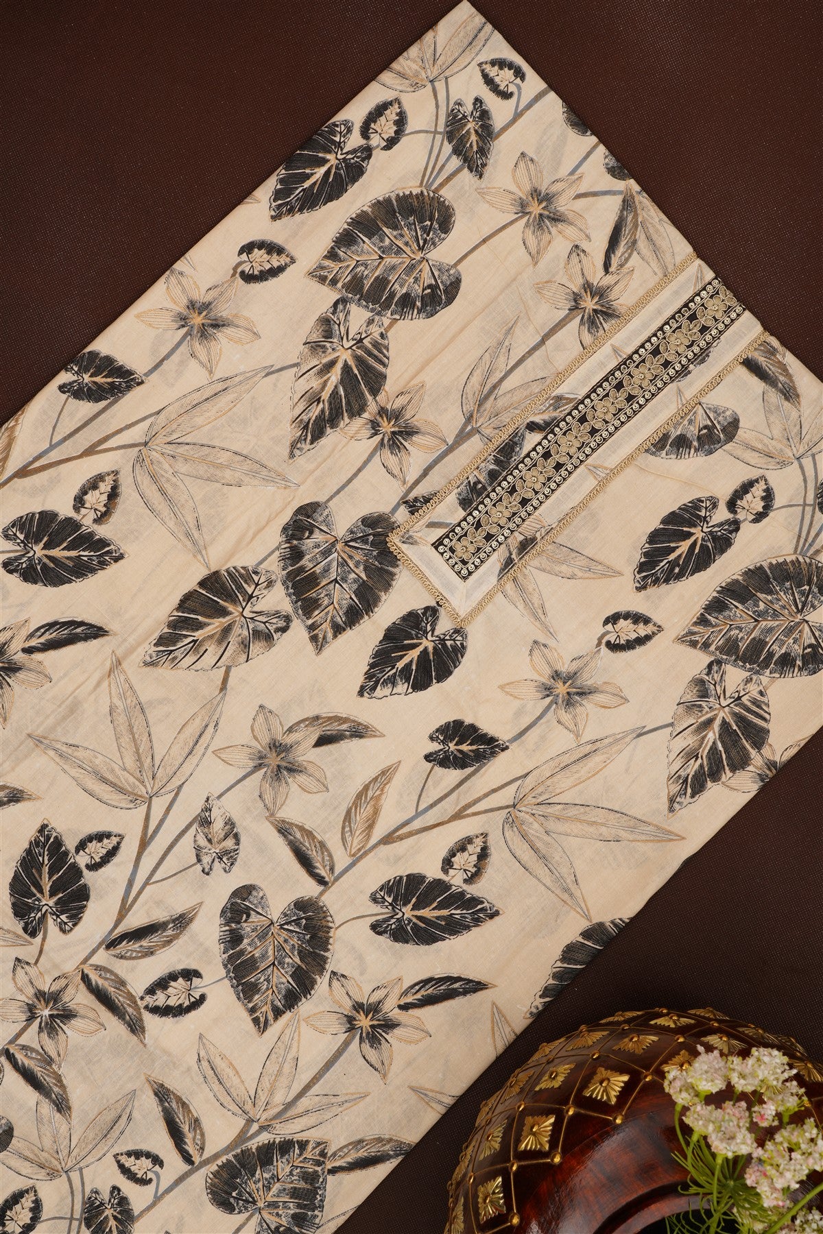 Printed Cotton Cream DressMaterial
