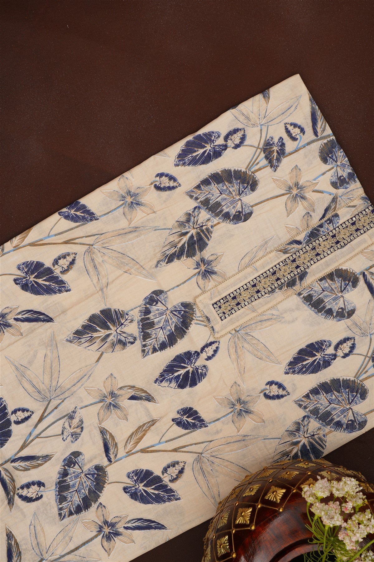 Printed Cotton Cream DressMaterial