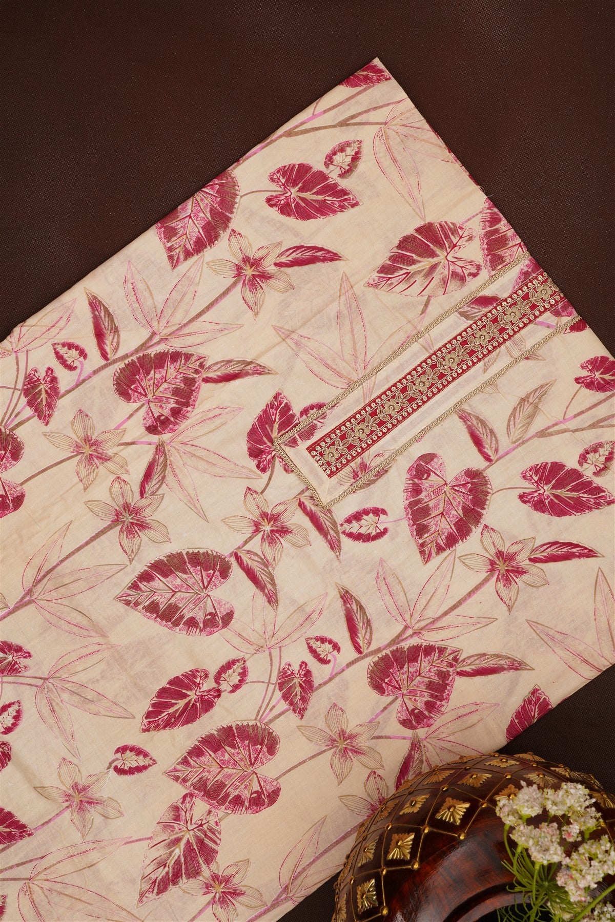 Printed Cotton Cream DressMaterial
