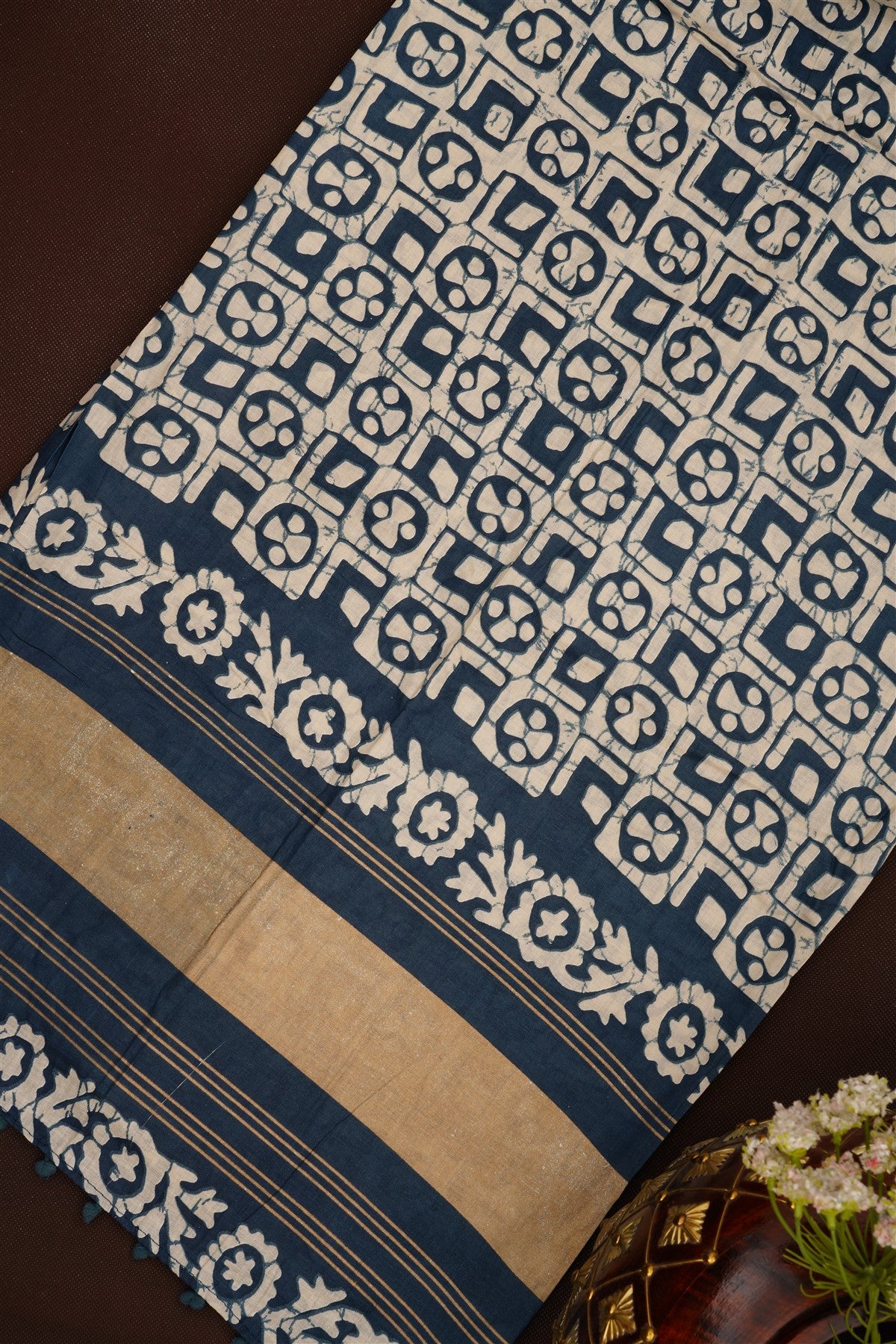 Printed Cotton Dark Blue DressMaterial