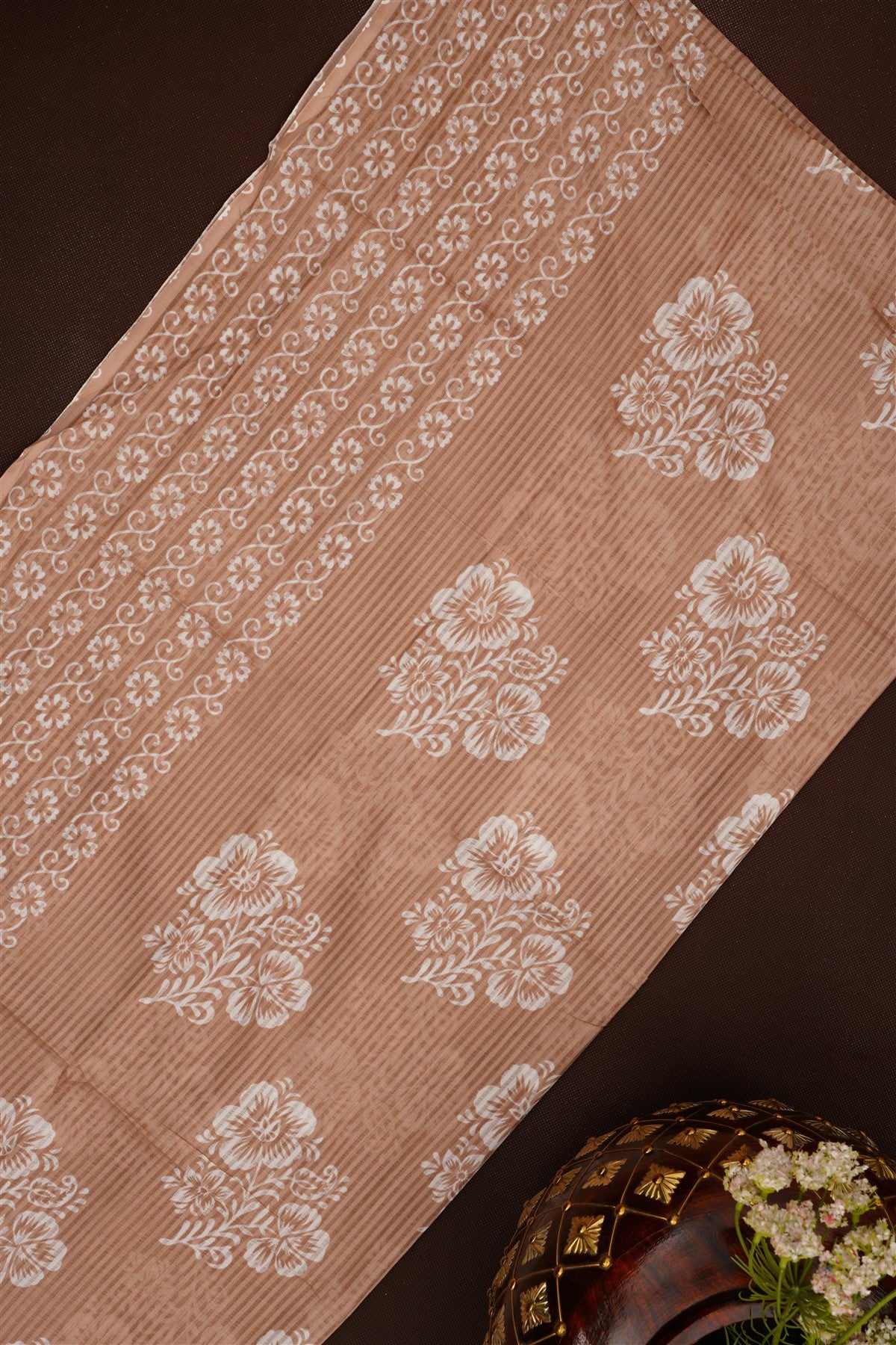 Printed Cotton Light Brown DressMaterial