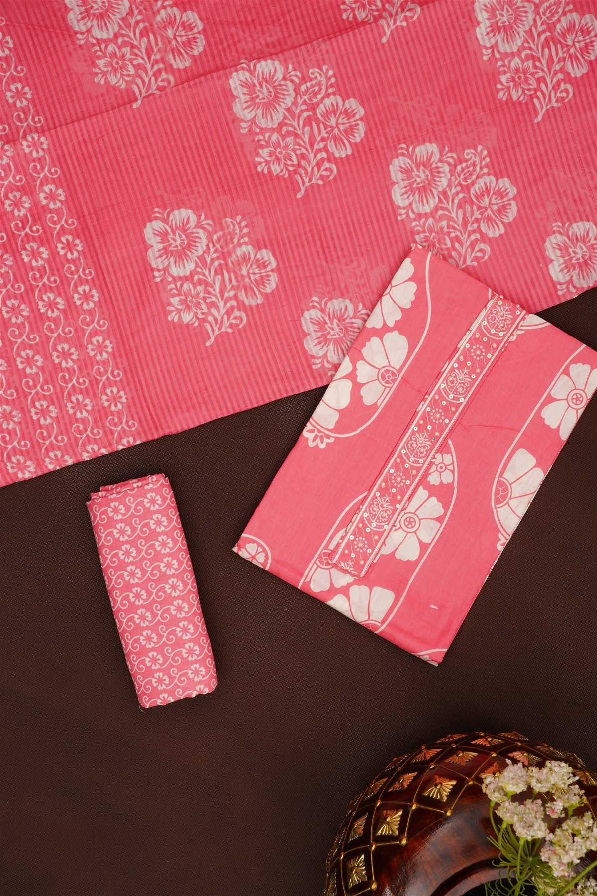 Printed Cotton Light Pink DressMaterial