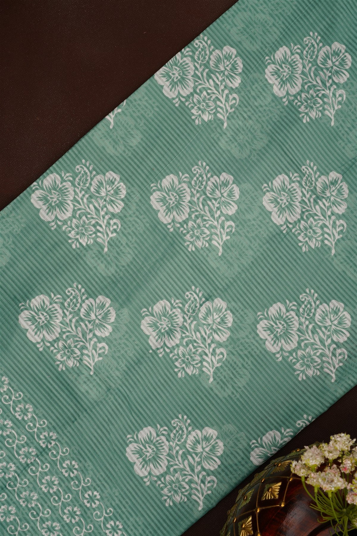 Printed Cotton Sea Green DressMaterial
