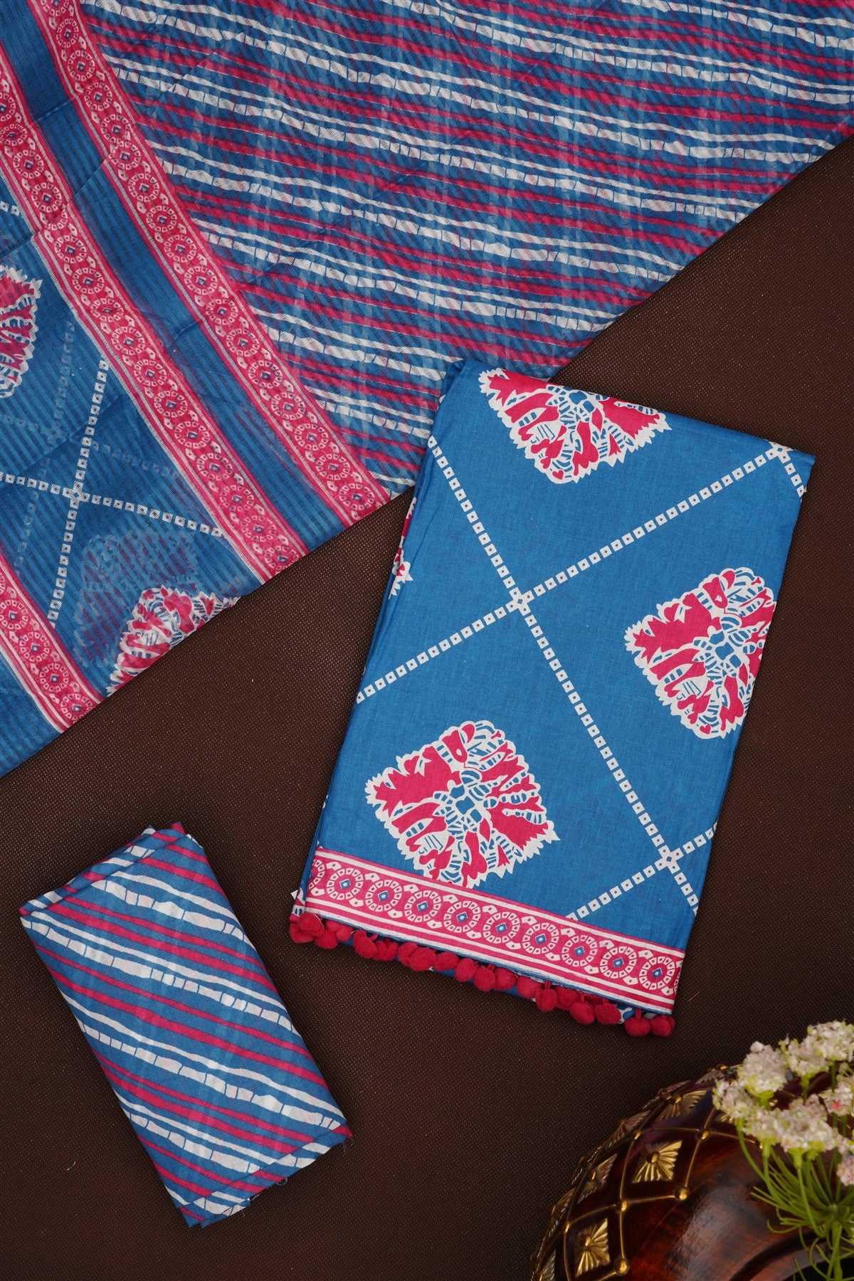 Printed Cotton Blue DressMaterial