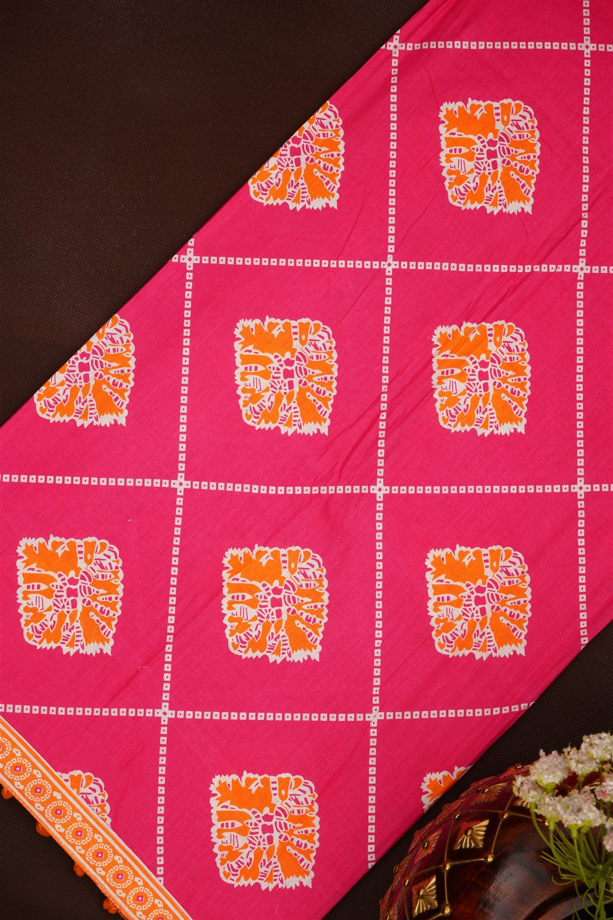 Printed Cotton Dark Pink DressMaterial