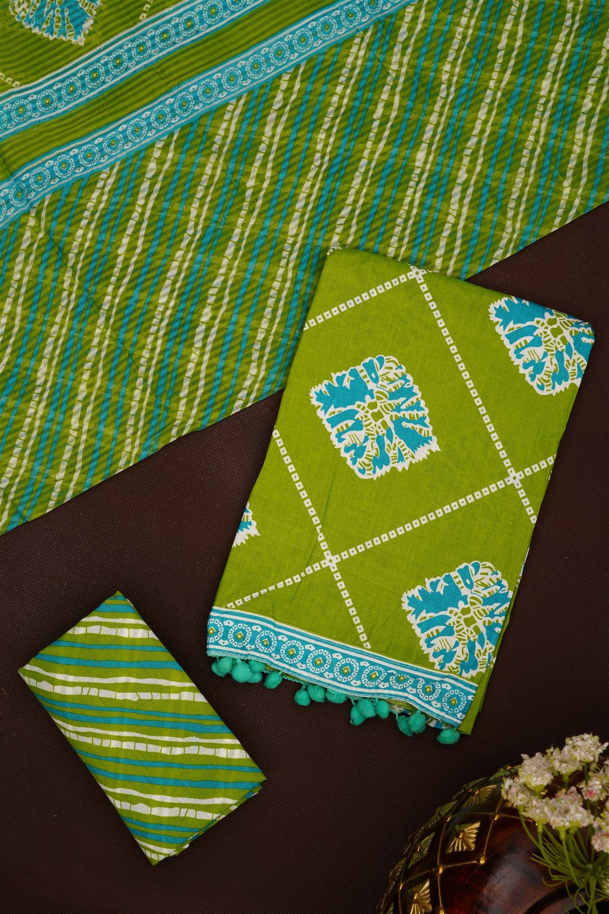 Printed Cotton Light Green Dress Material