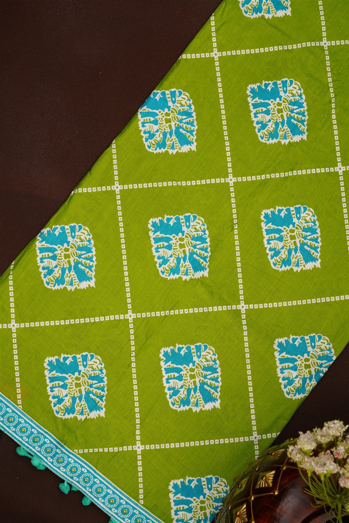 Printed Cotton Light Green Dress Material