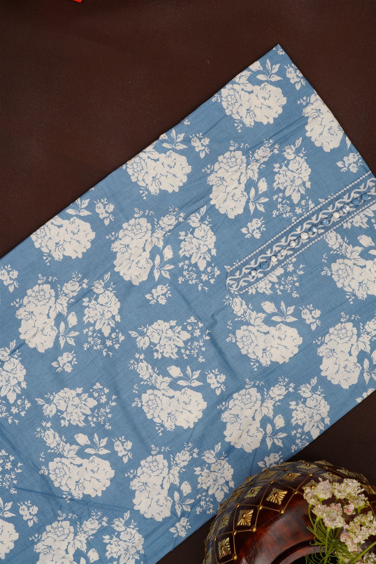 Printed Cotton Light Blue DressMaterial