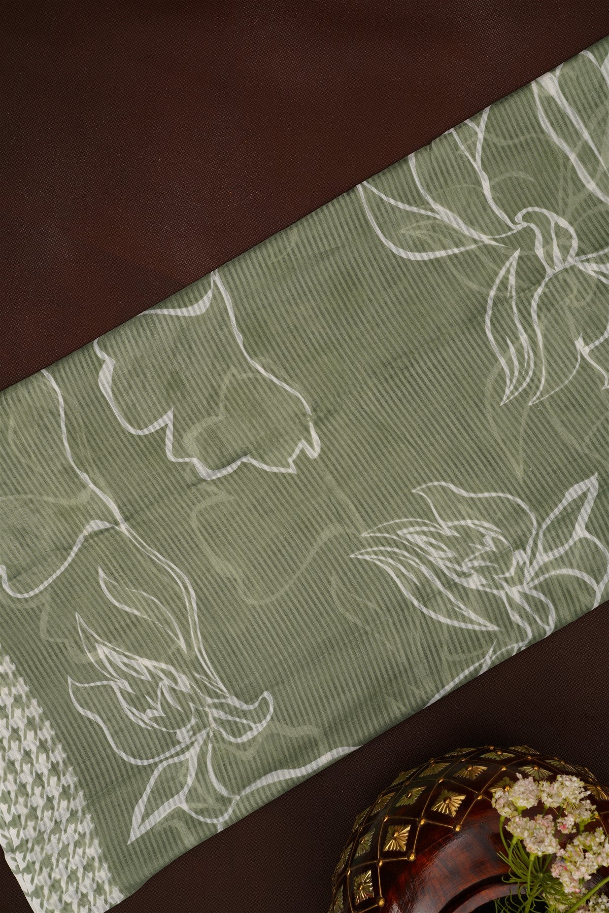 Printed Cotton Light Olive Green DressMaterial