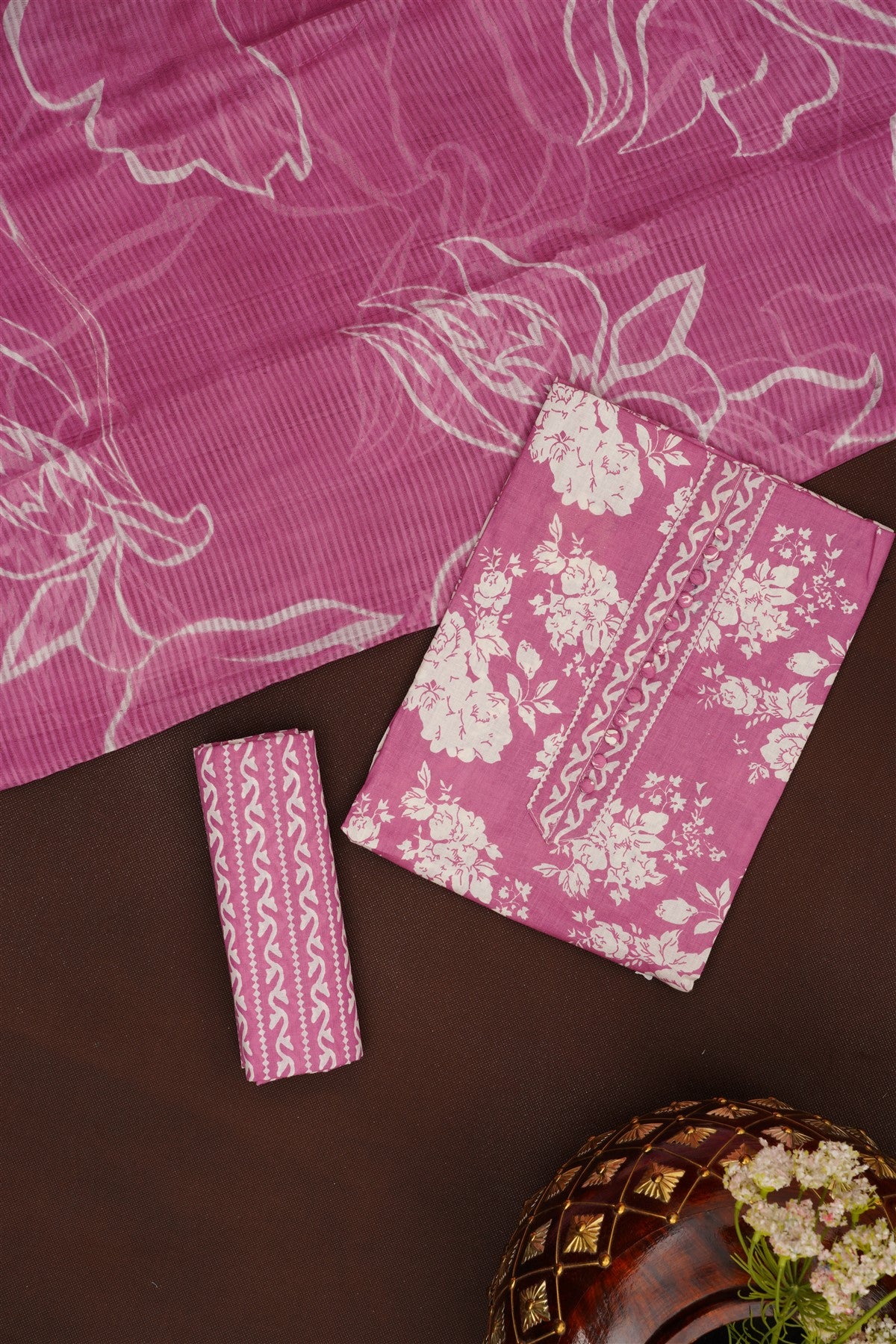 Printed Cotton Light Purple DressMaterial
