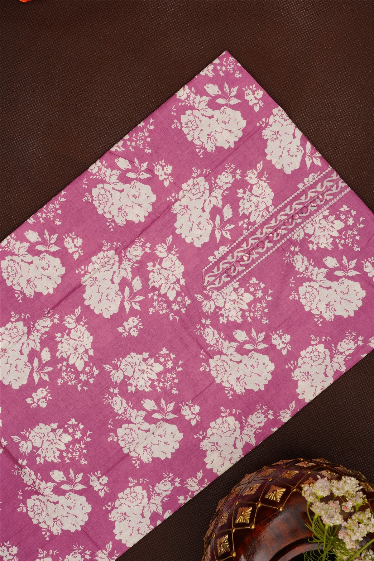 Printed Cotton Light Purple DressMaterial