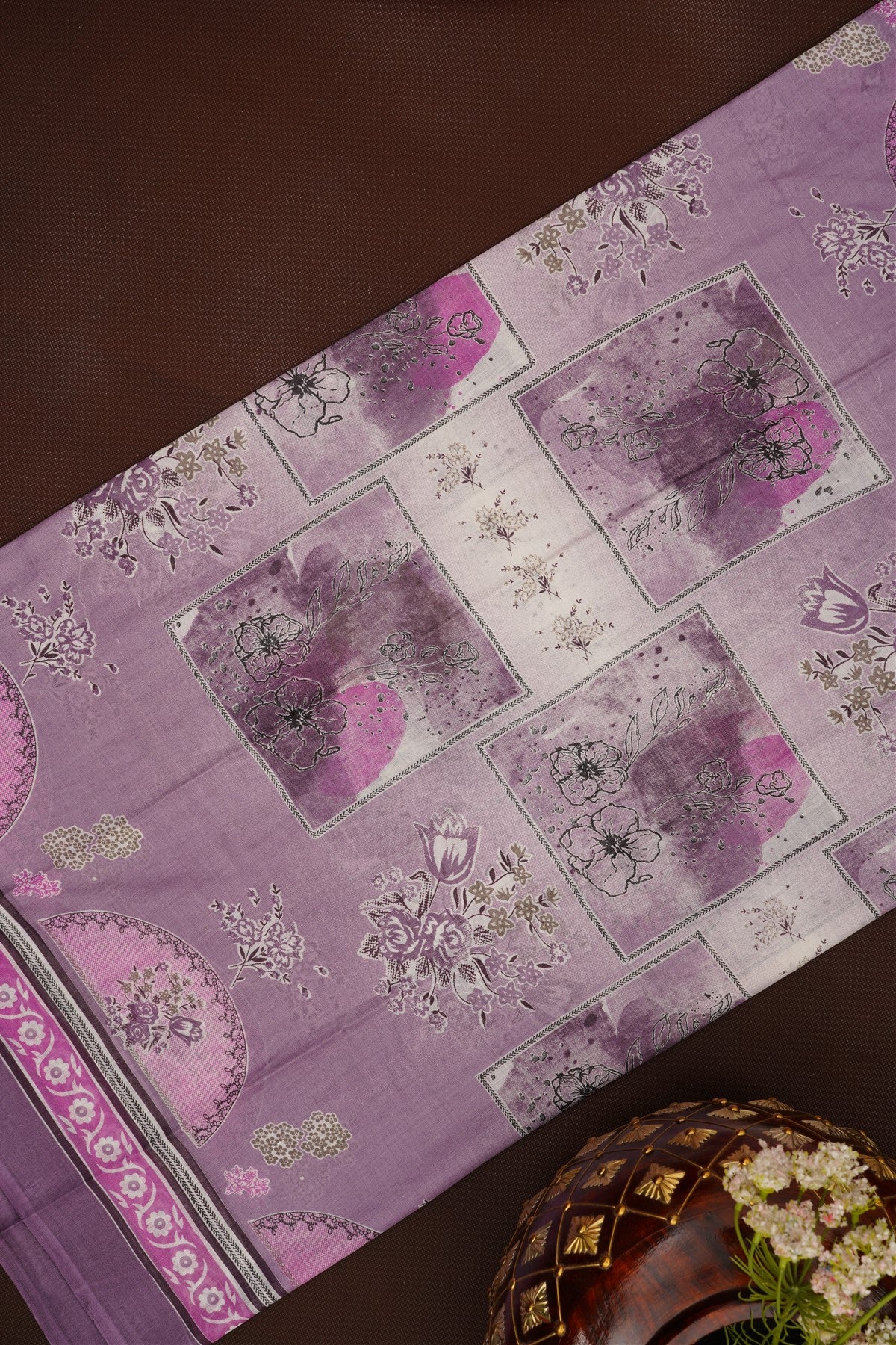 Printed Cotton Lavender DressMaterial