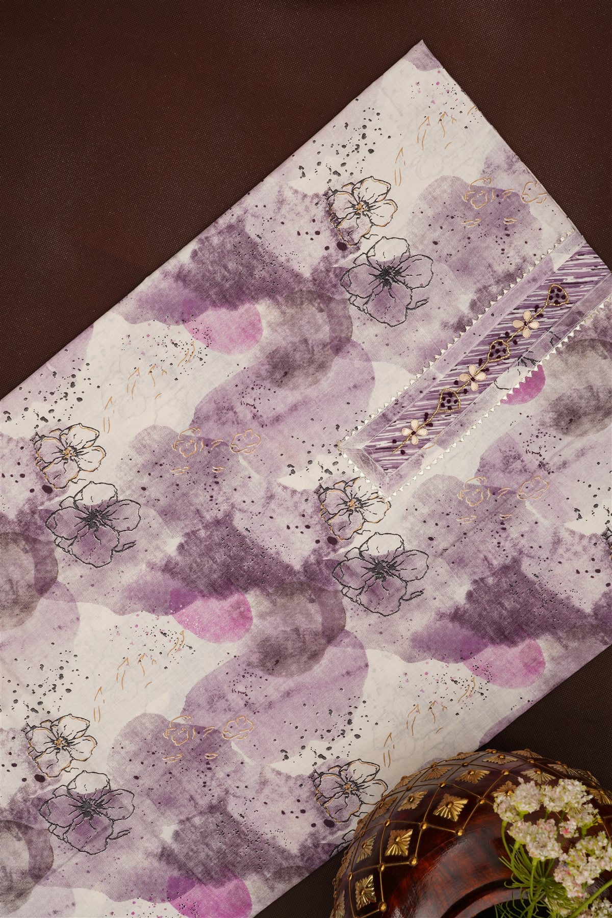 Printed Cotton Lavender DressMaterial