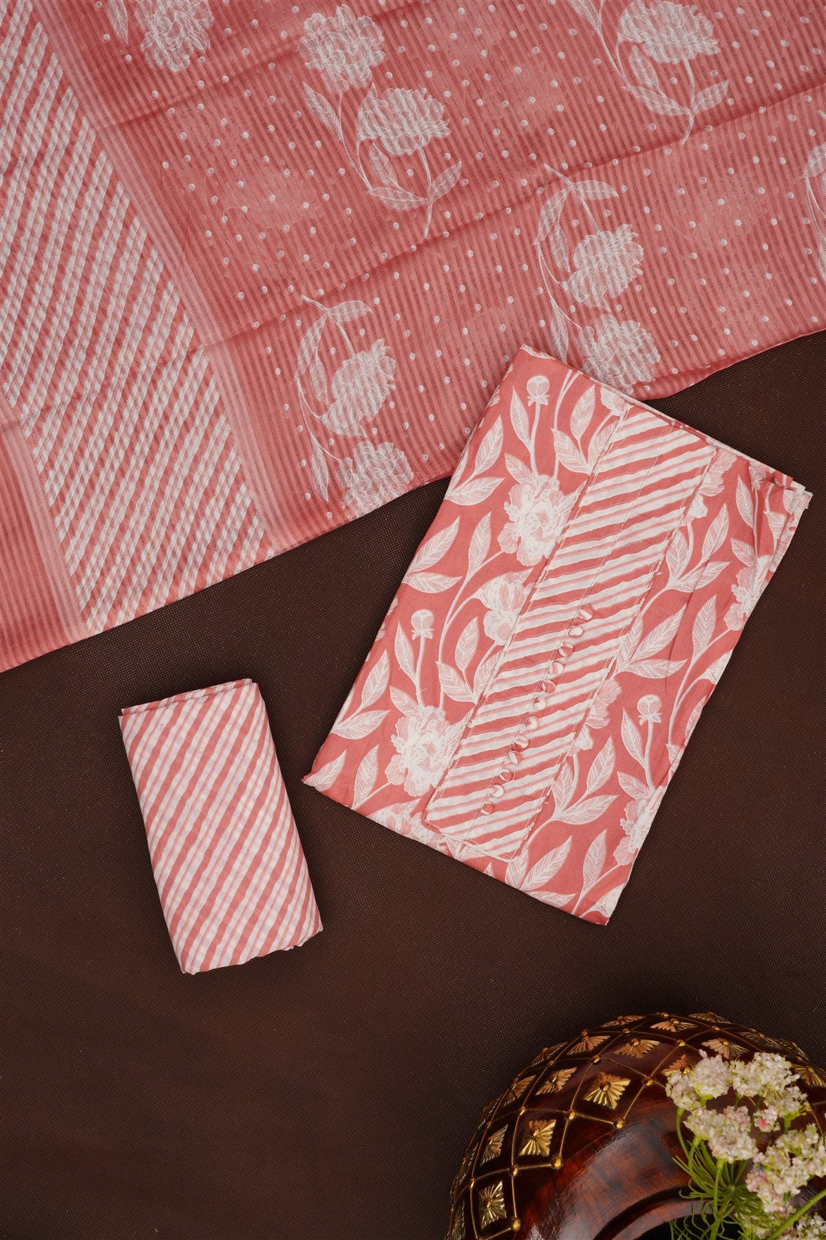 Printed Cotton Dusty Pink DressMaterial