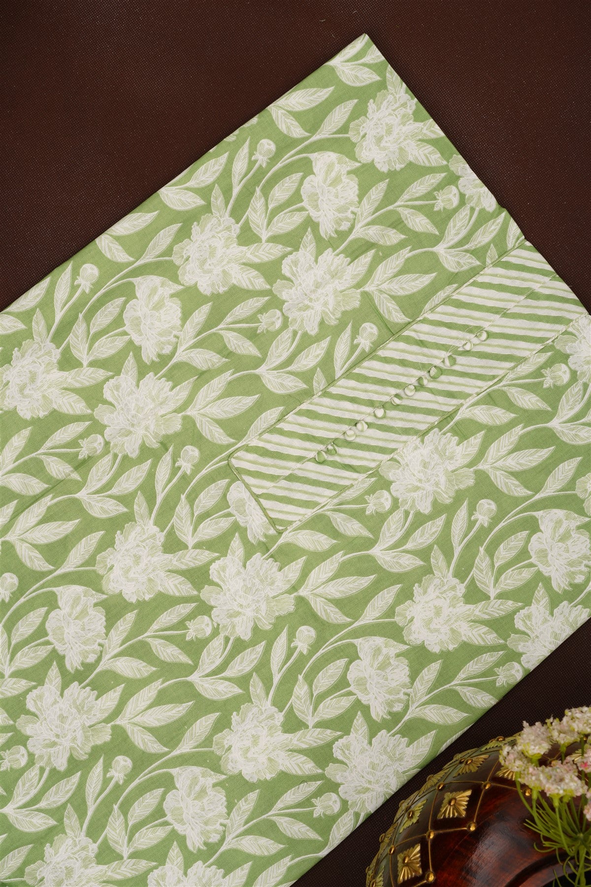 Printed Cotton Light Green DressMaterial