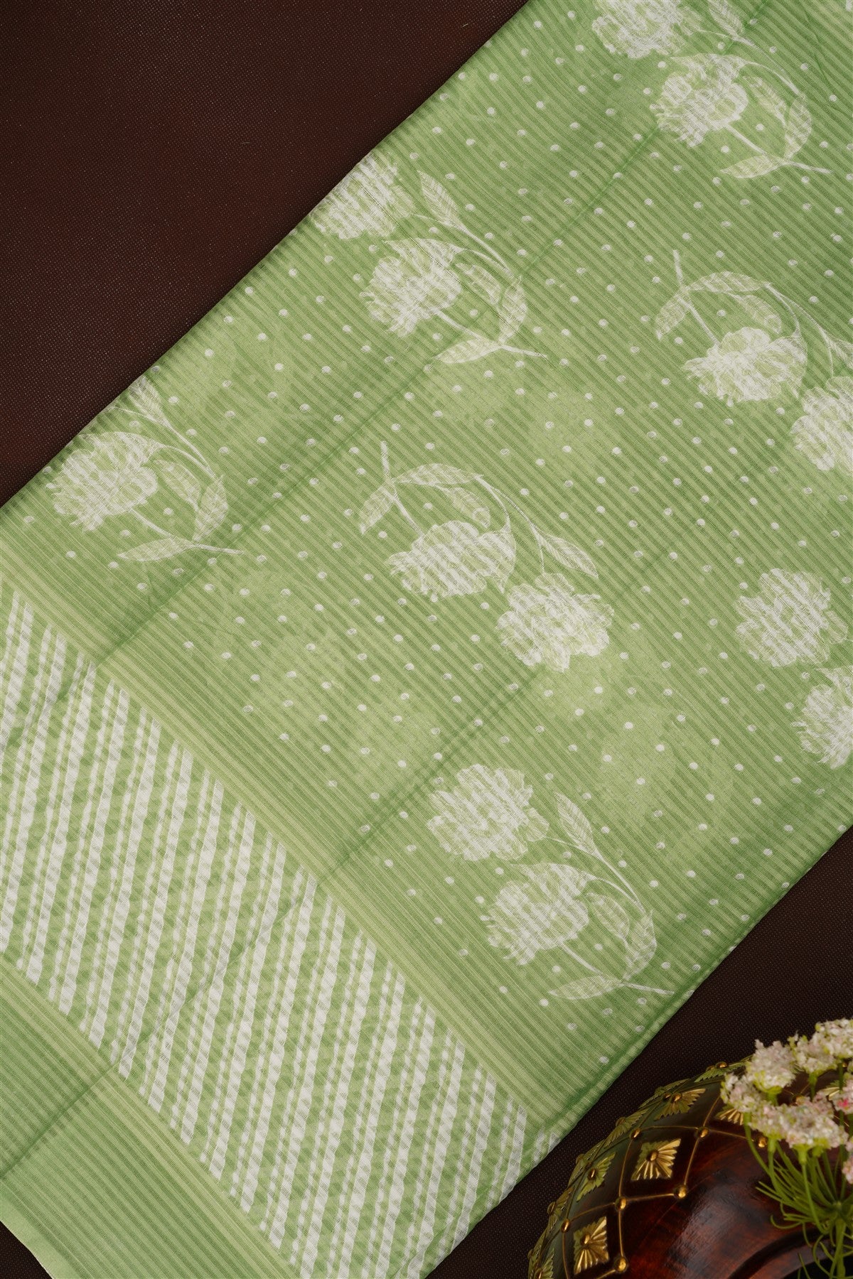 Printed Cotton Light Green DressMaterial