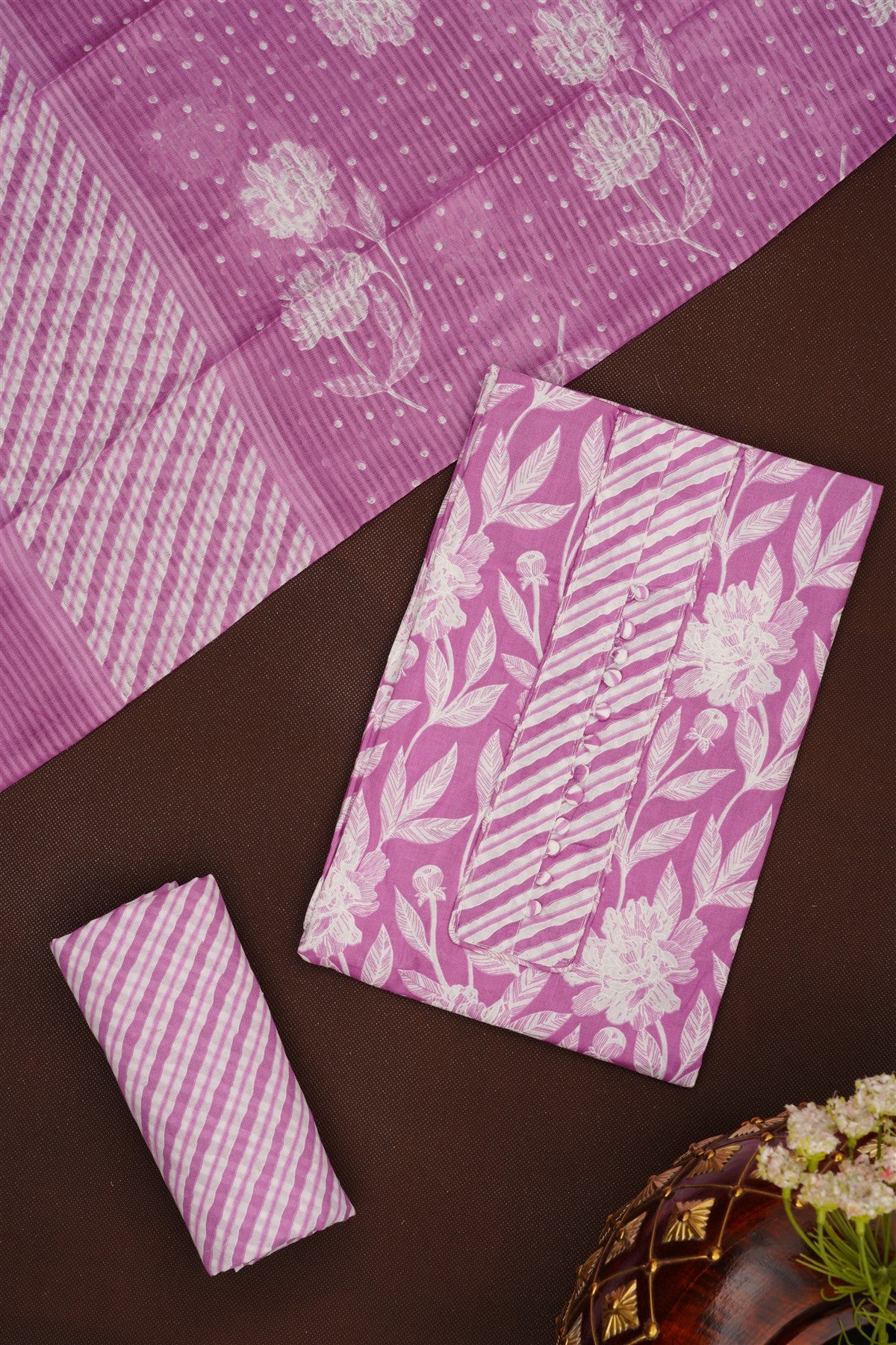 Printed Cotton Light Purple  DressMaterial
