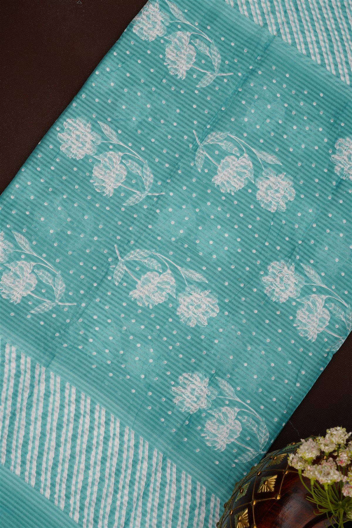 Printed Cotton Sea Blue DressMaterial