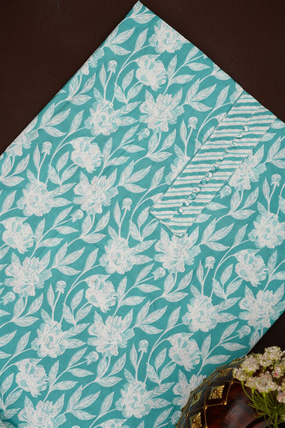 Printed Cotton Sea Blue DressMaterial