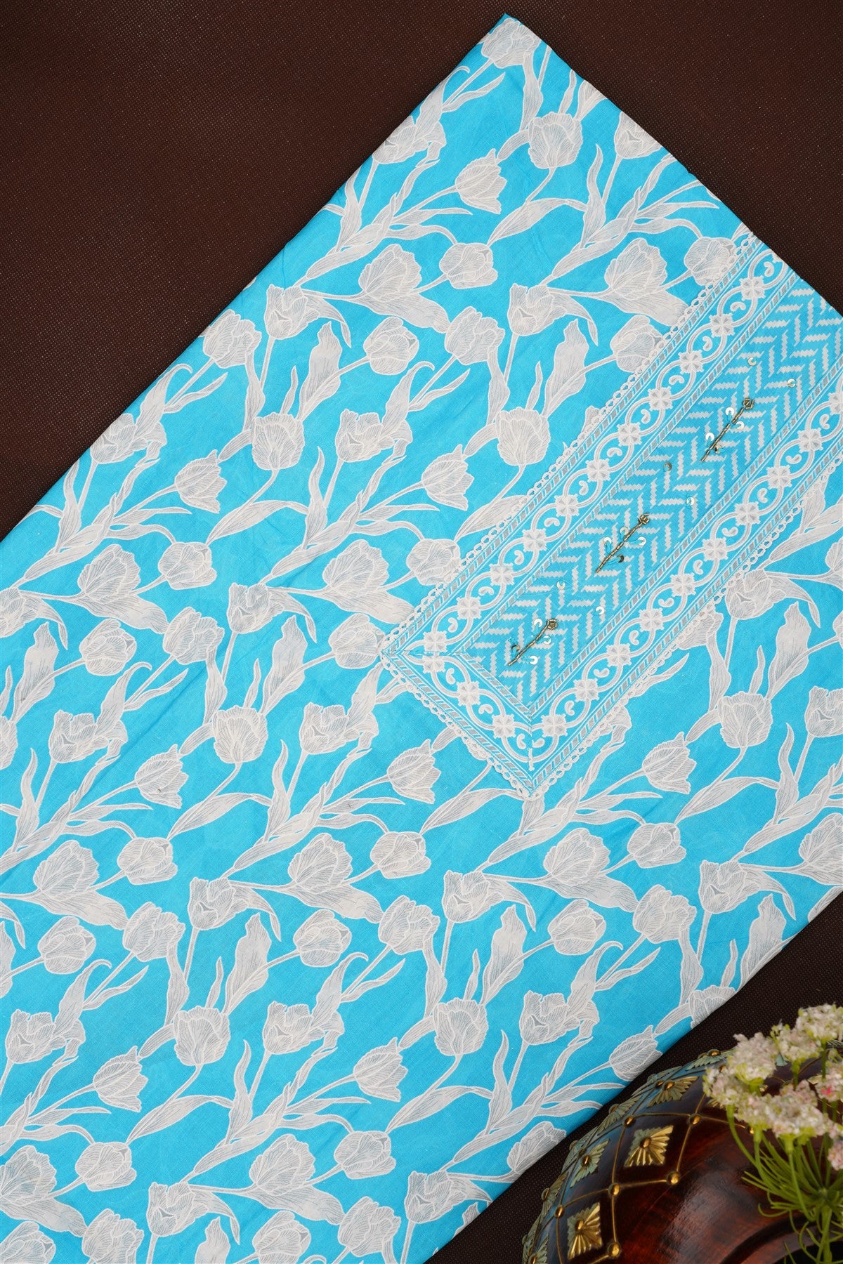 Printed Cotton Blue DressMaterial