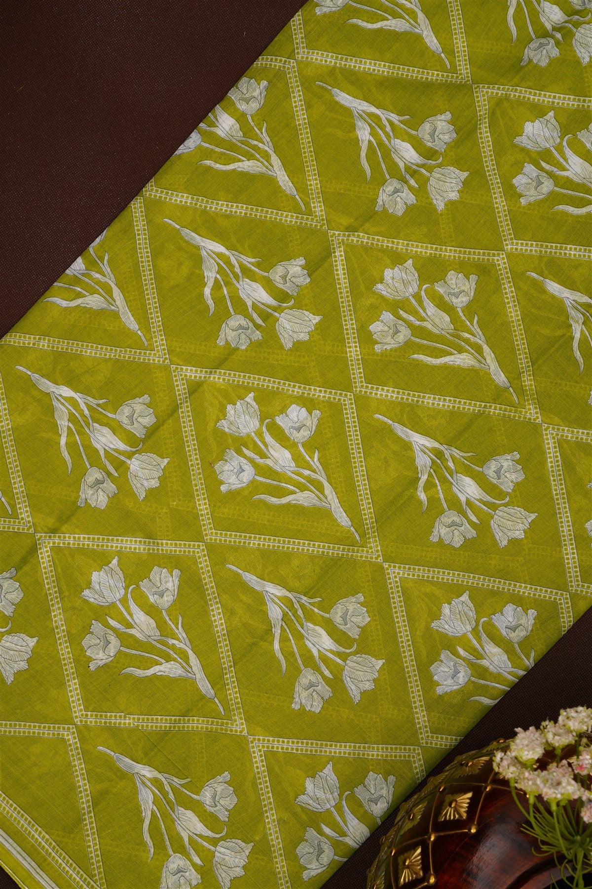 Printed Cotton Light Green DressMaterial