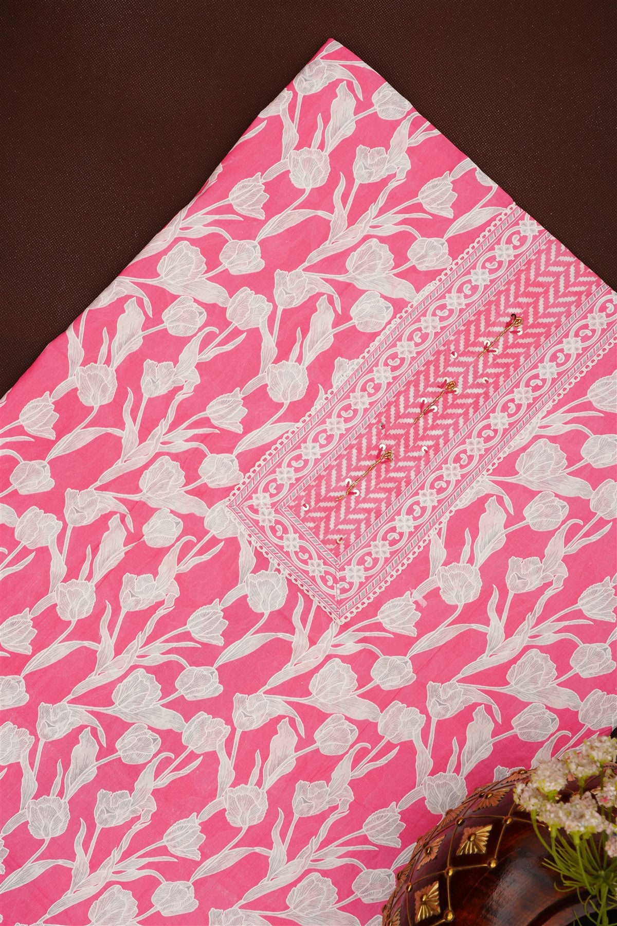 Printed Cotton Light Pink DressMaterial