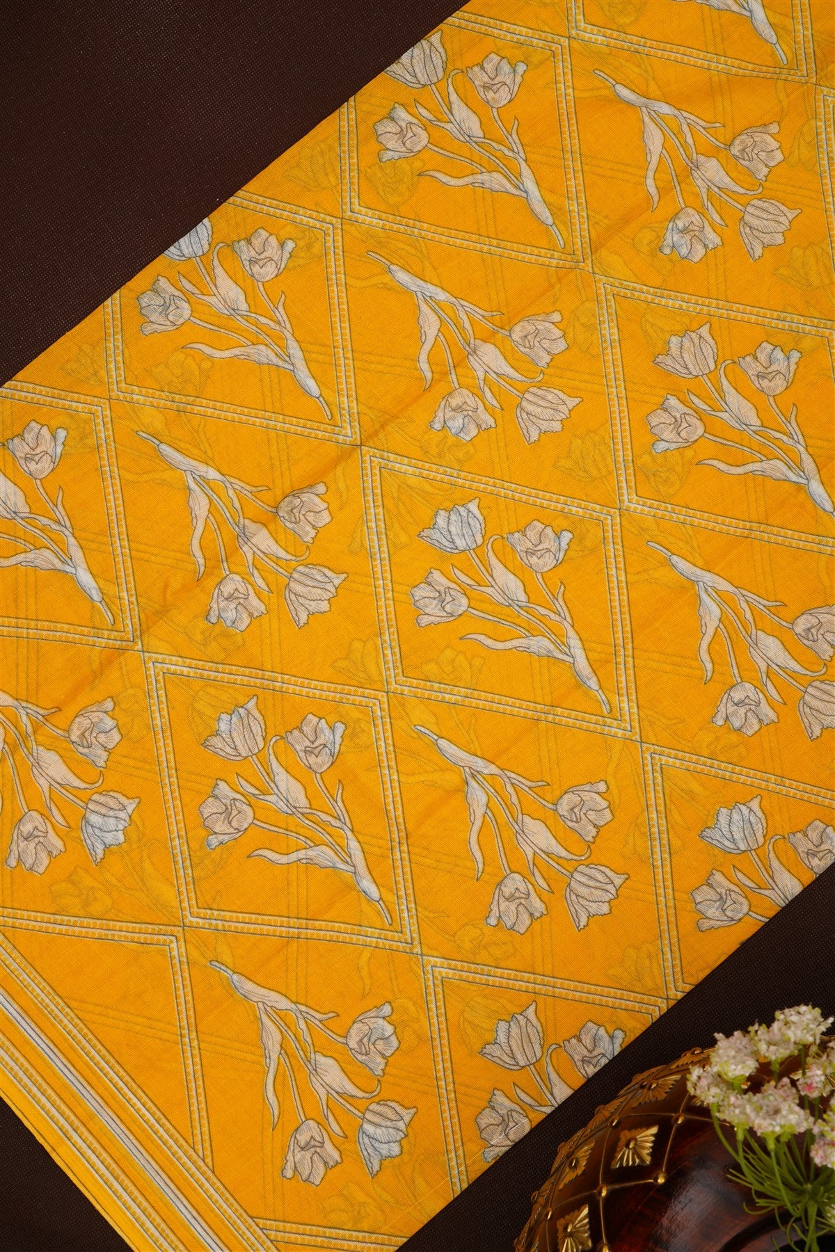 Printed Cotton Yellow DressMaterial