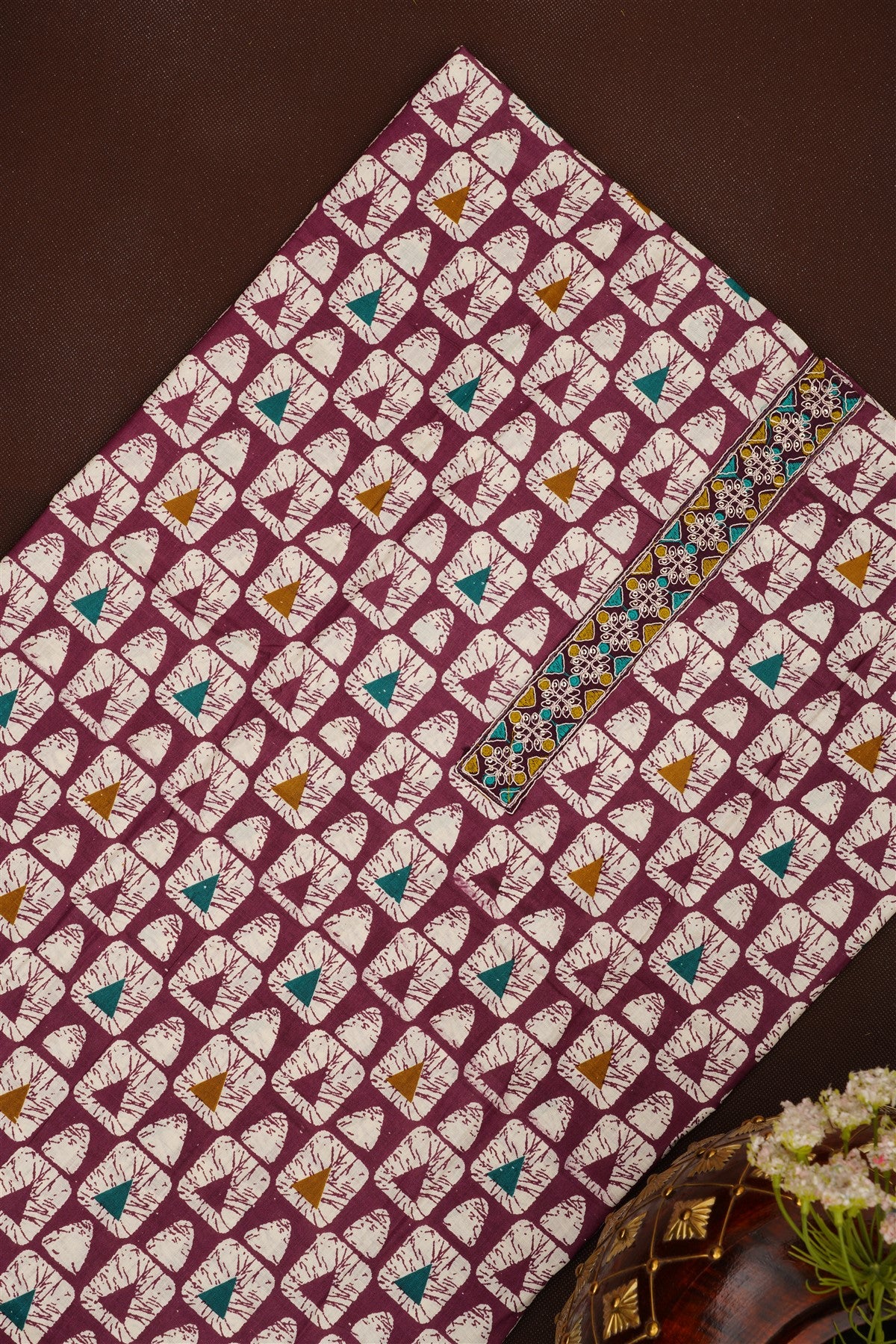Printed Cotton Dark Purple DressMaterial