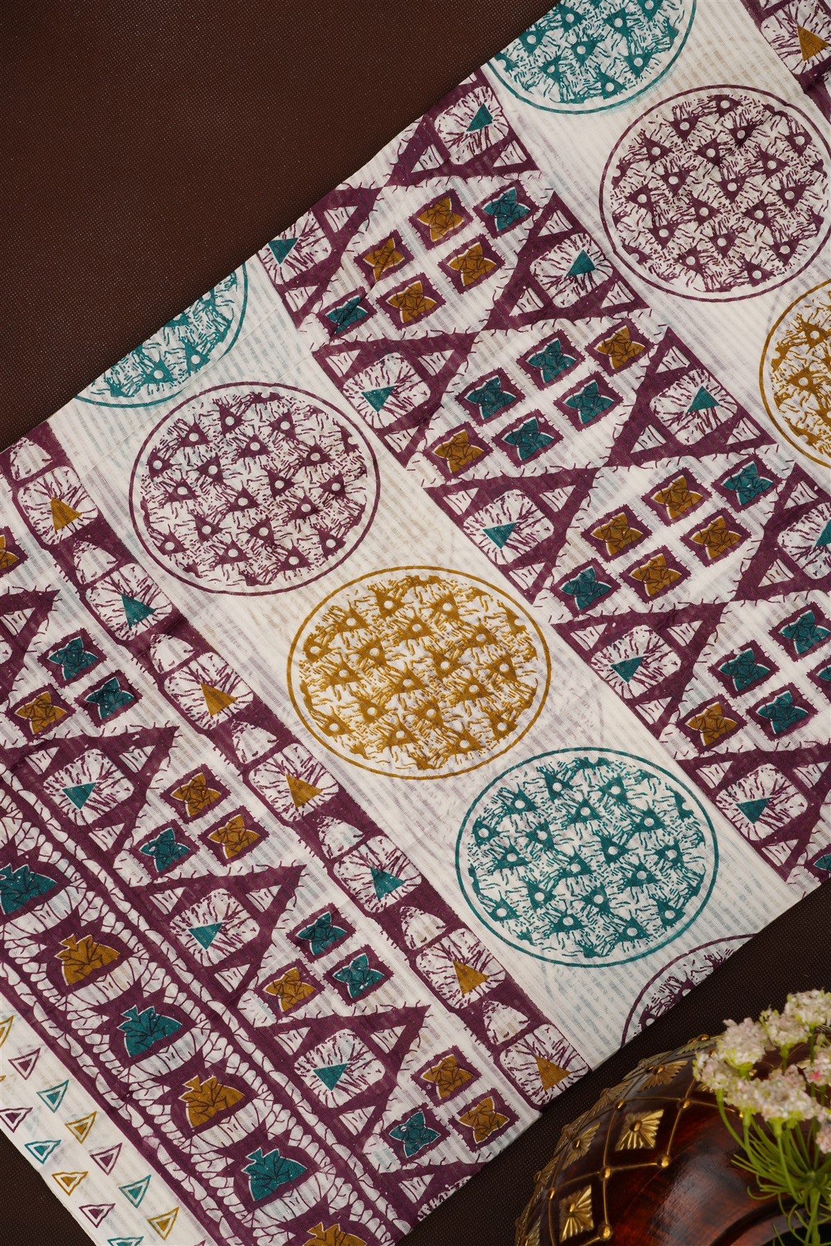 Printed Cotton Dark Purple DressMaterial