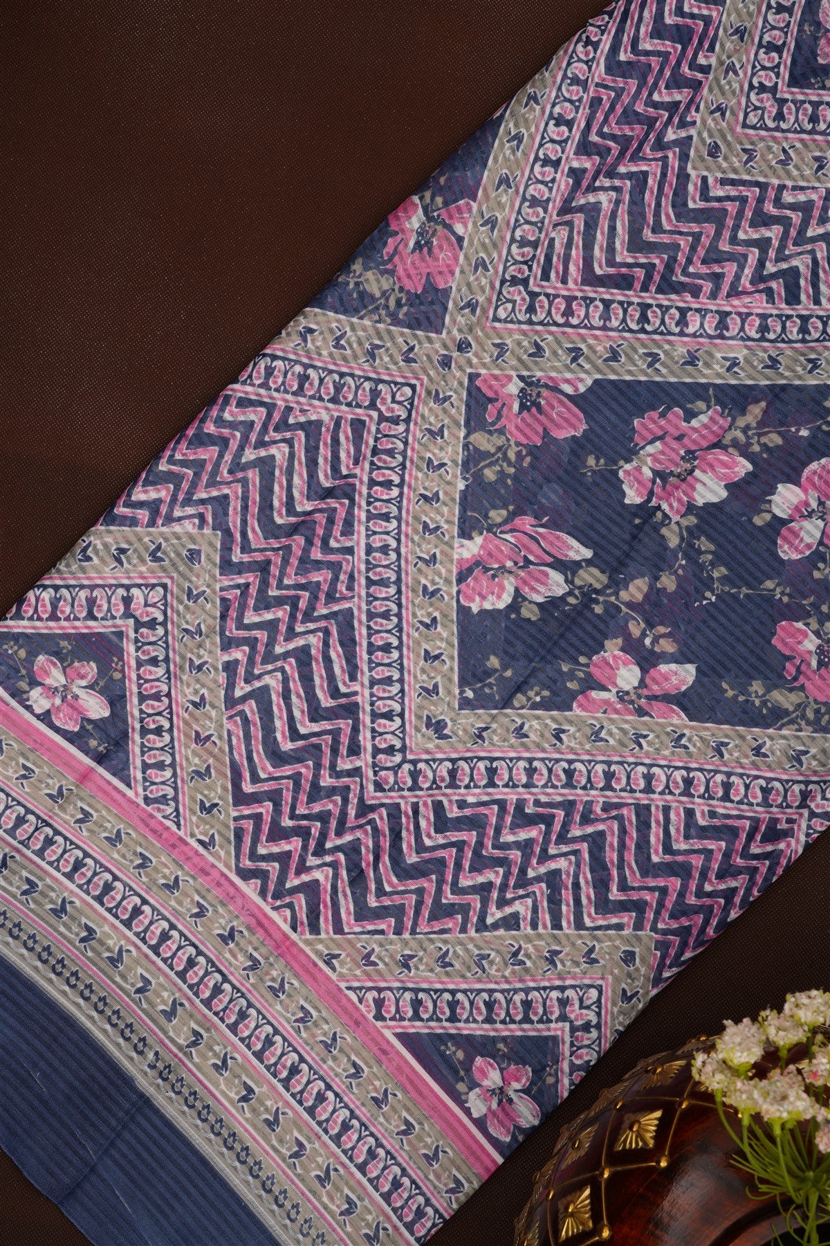 Printed Cotton Navy Blue DressMaterial