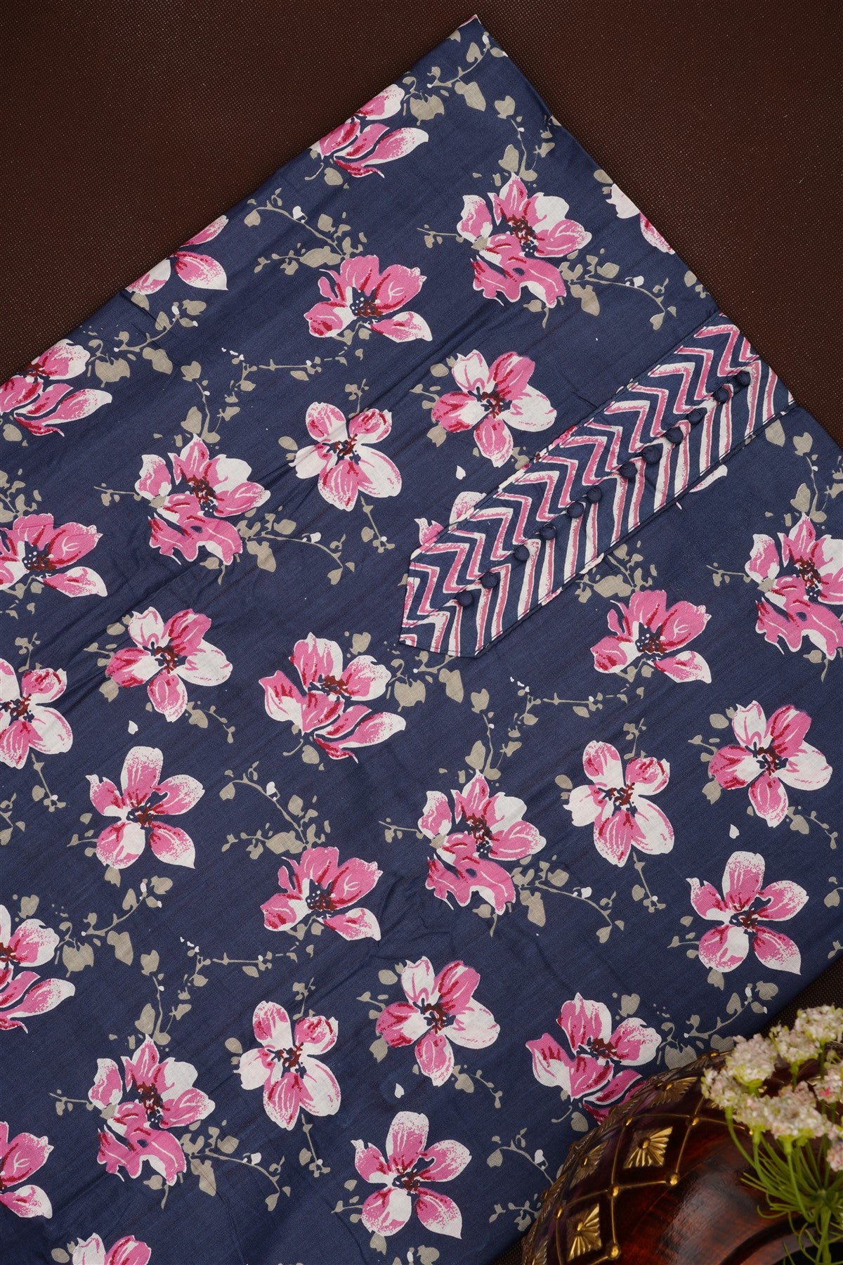 Printed Cotton Navy Blue DressMaterial