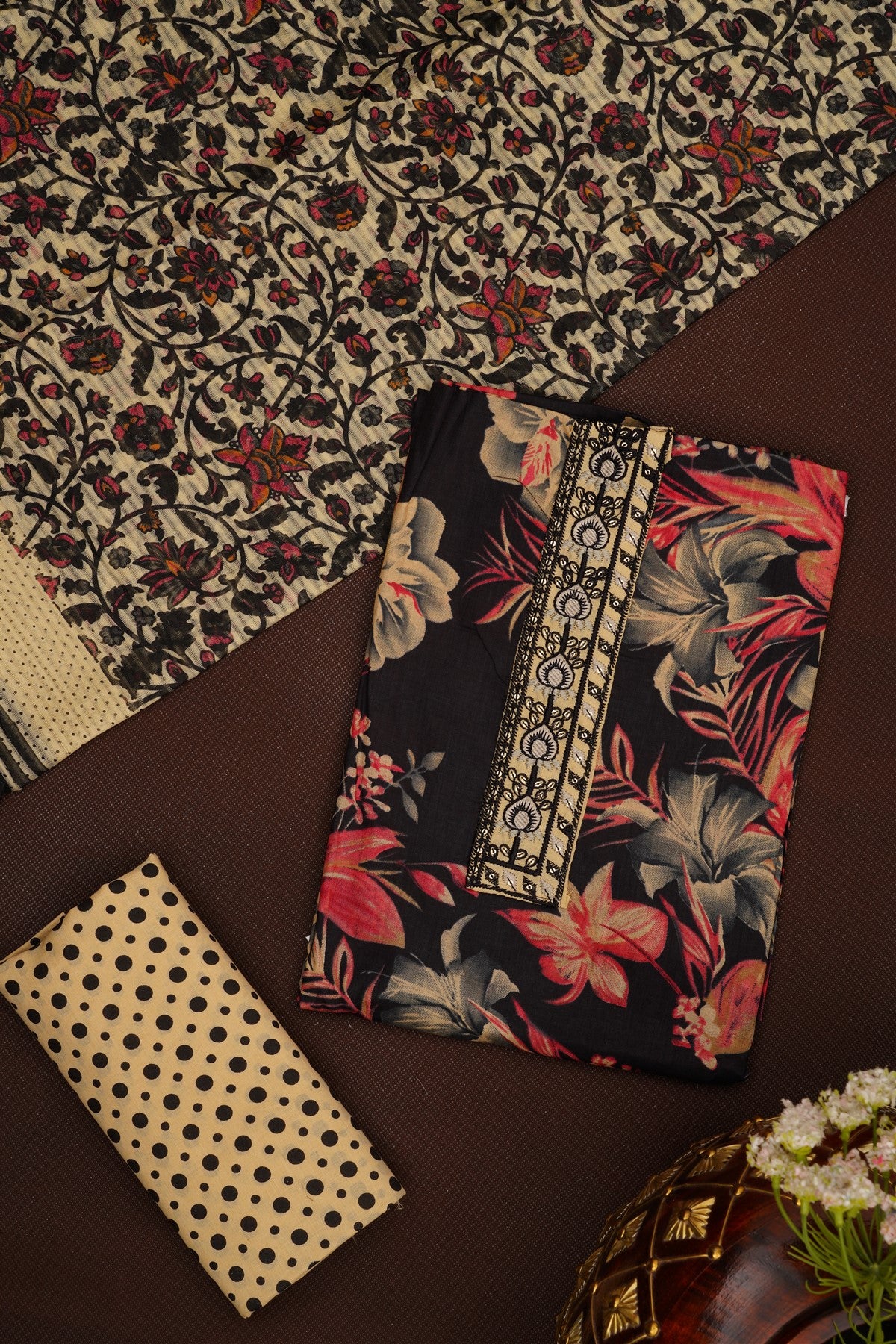 Printed Cotton Black DressMaterial