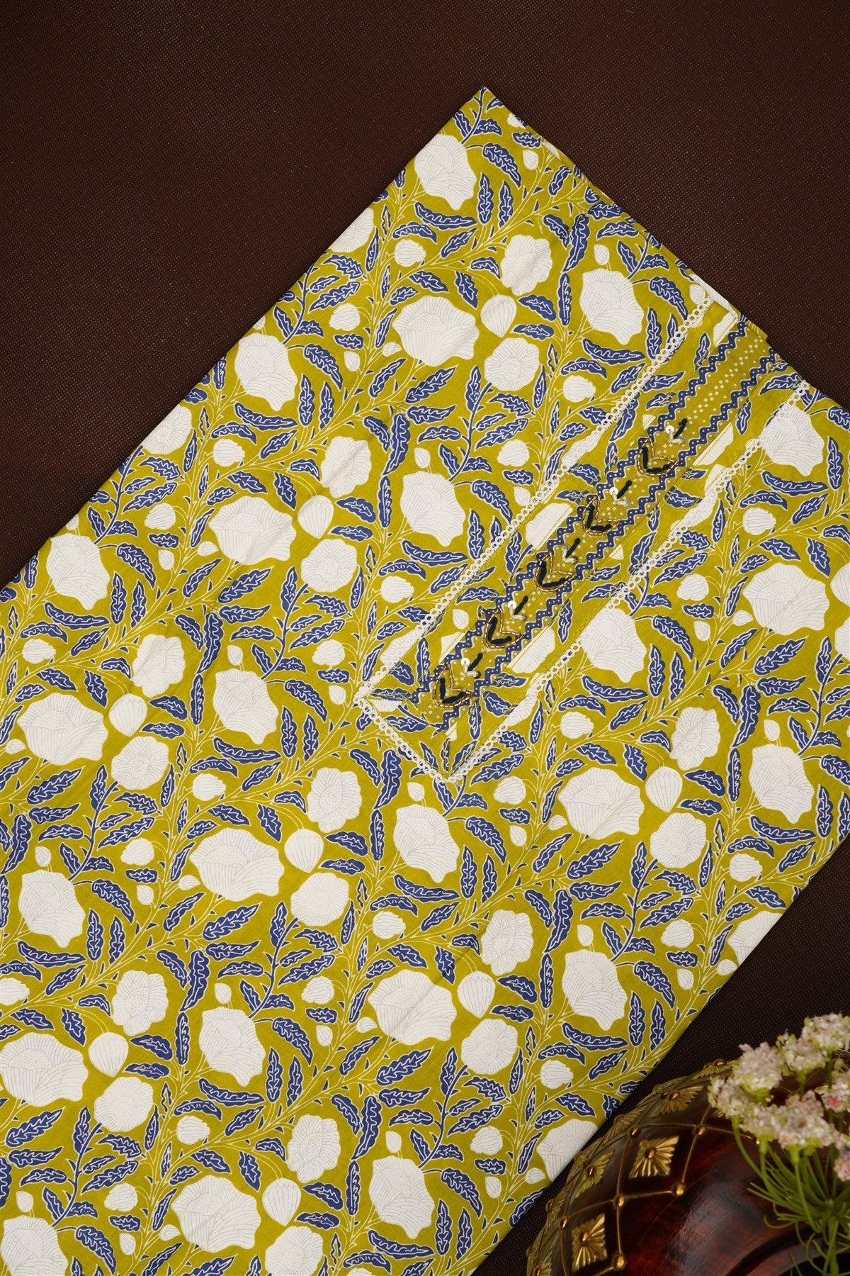 Printed Cotton Light Green DressMaterial