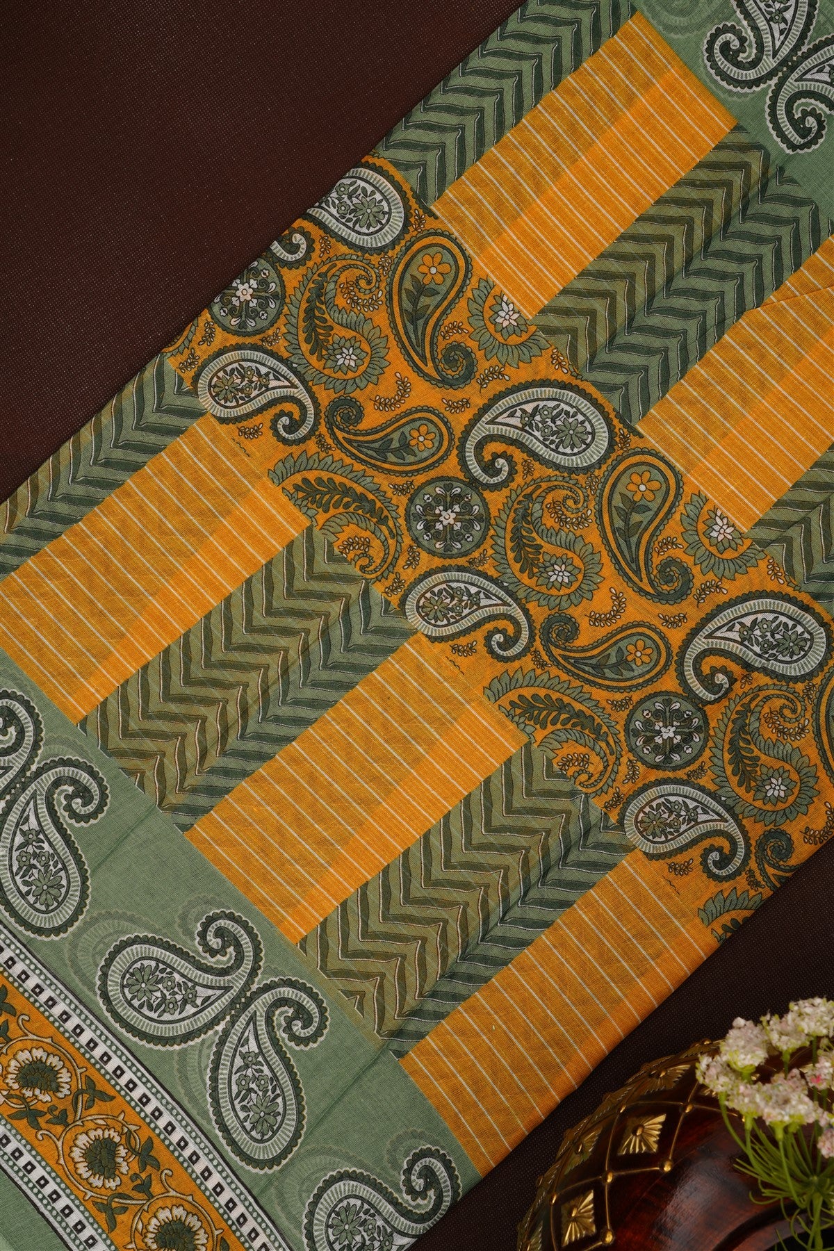 Printed Cotton Mustard DressMaterial