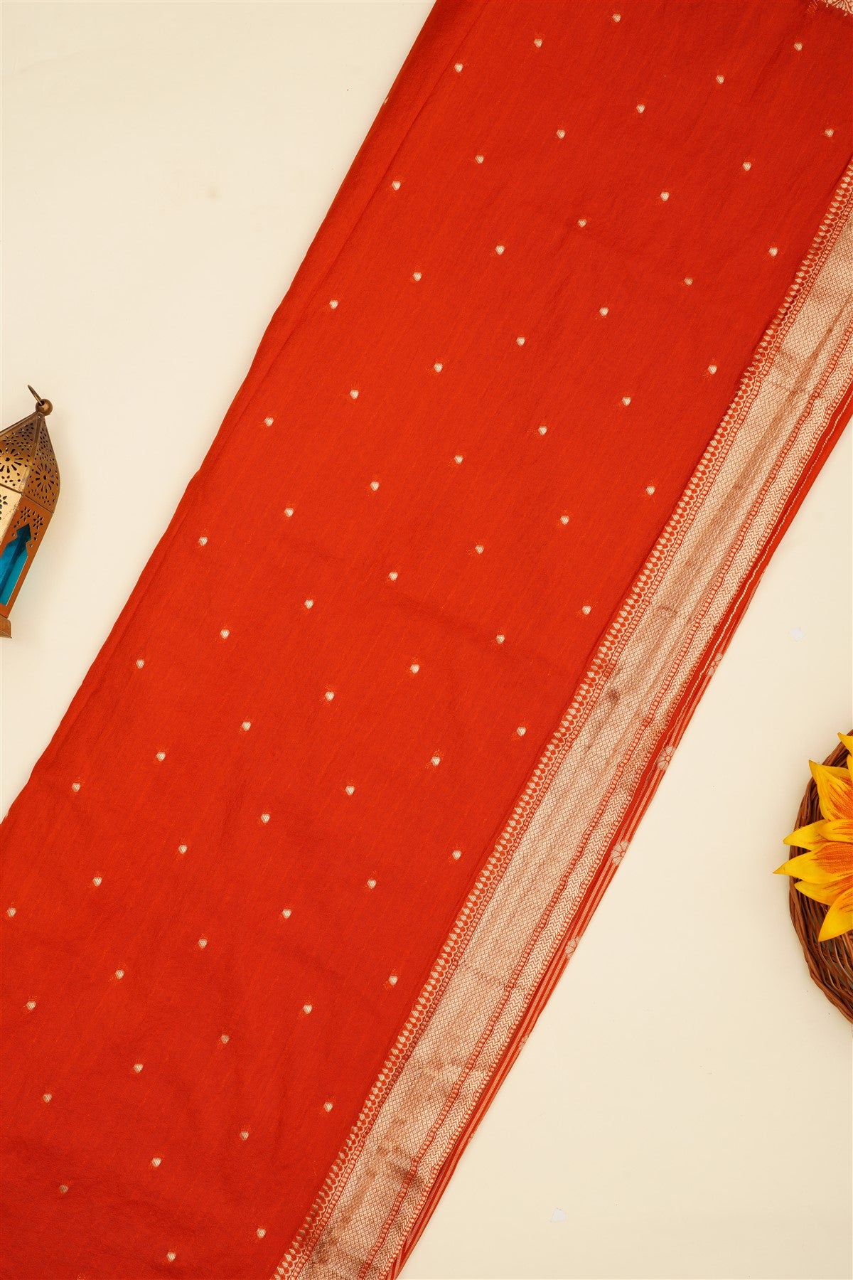 Banarasi Silk Blend Orange Saree