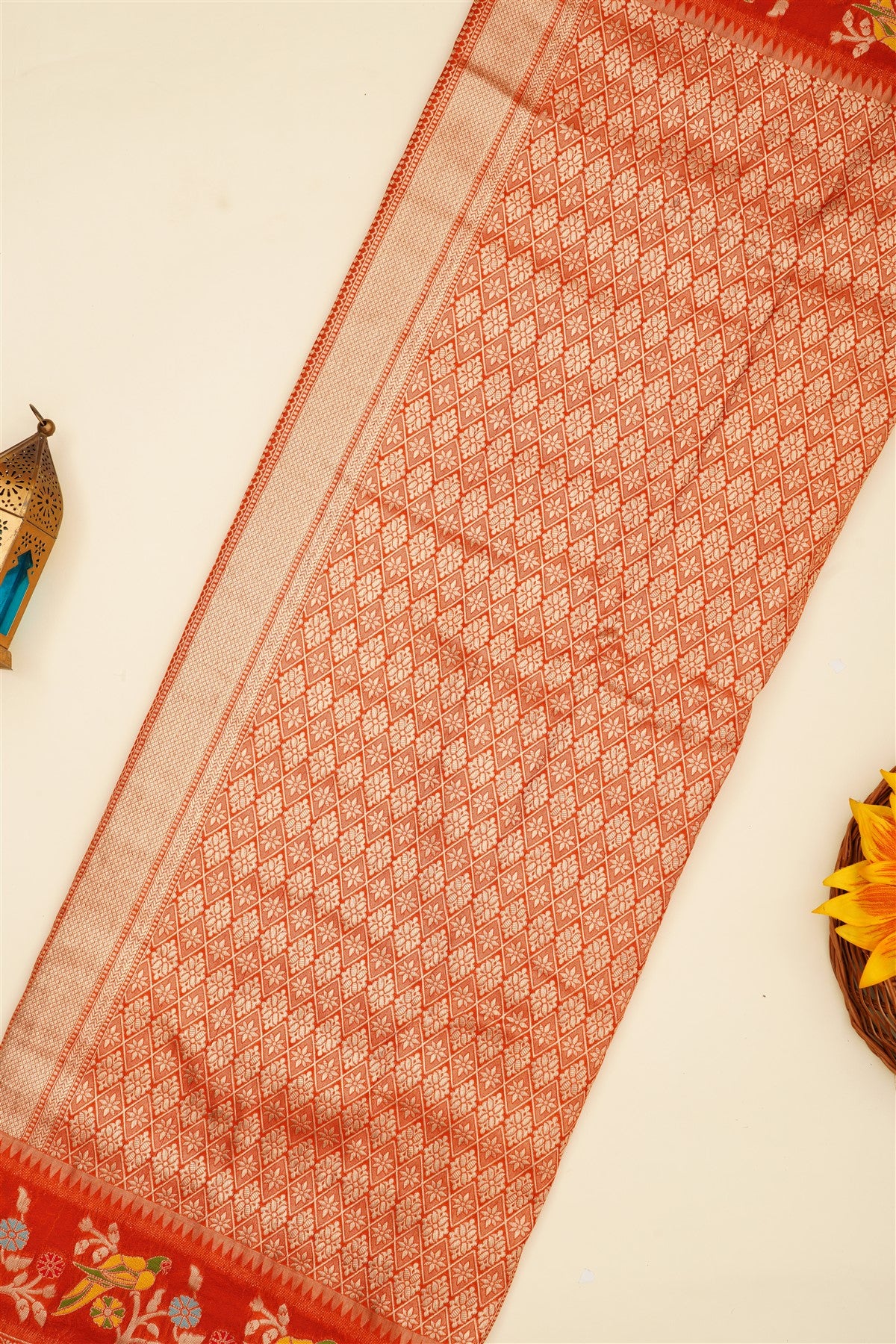 Banarasi Silk Blend Orange Saree