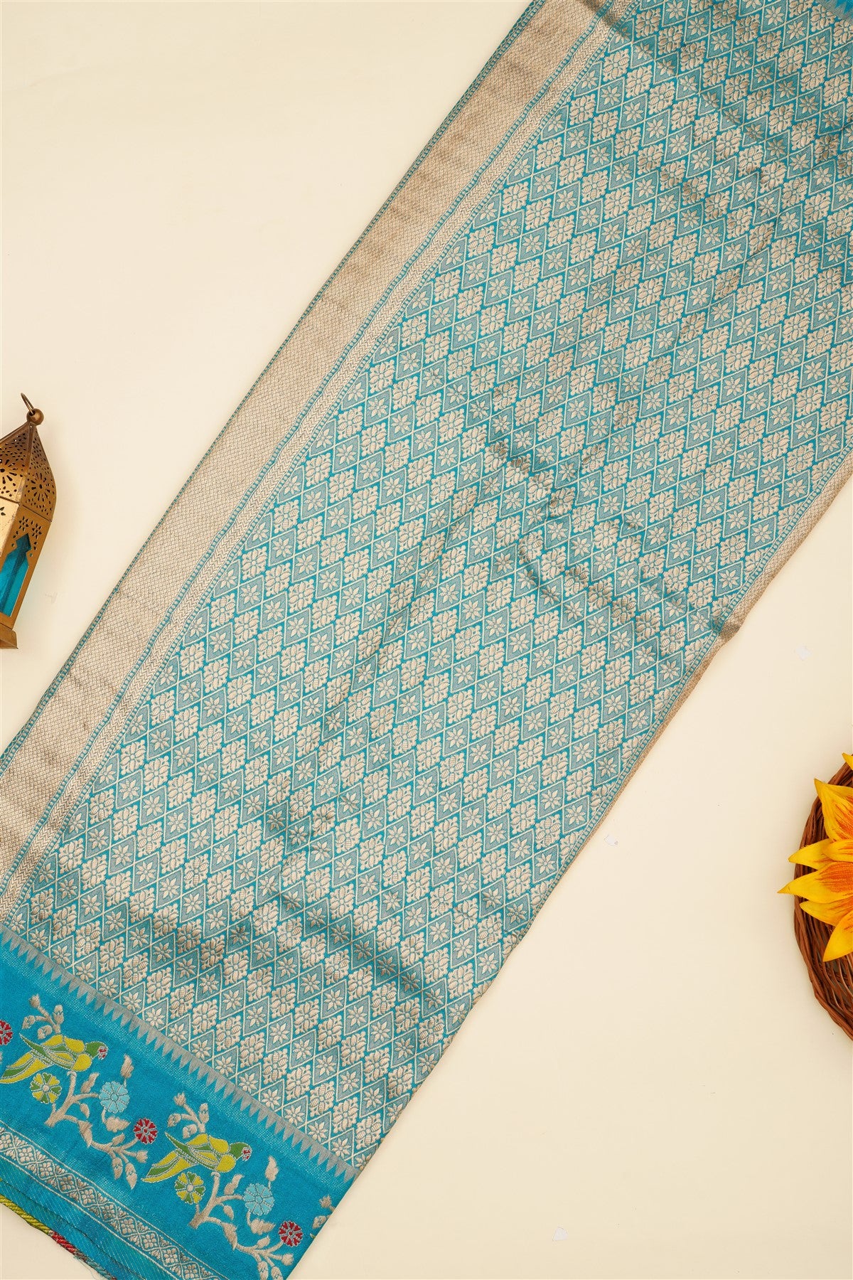 Banarasi Silk Blend Teal Saree