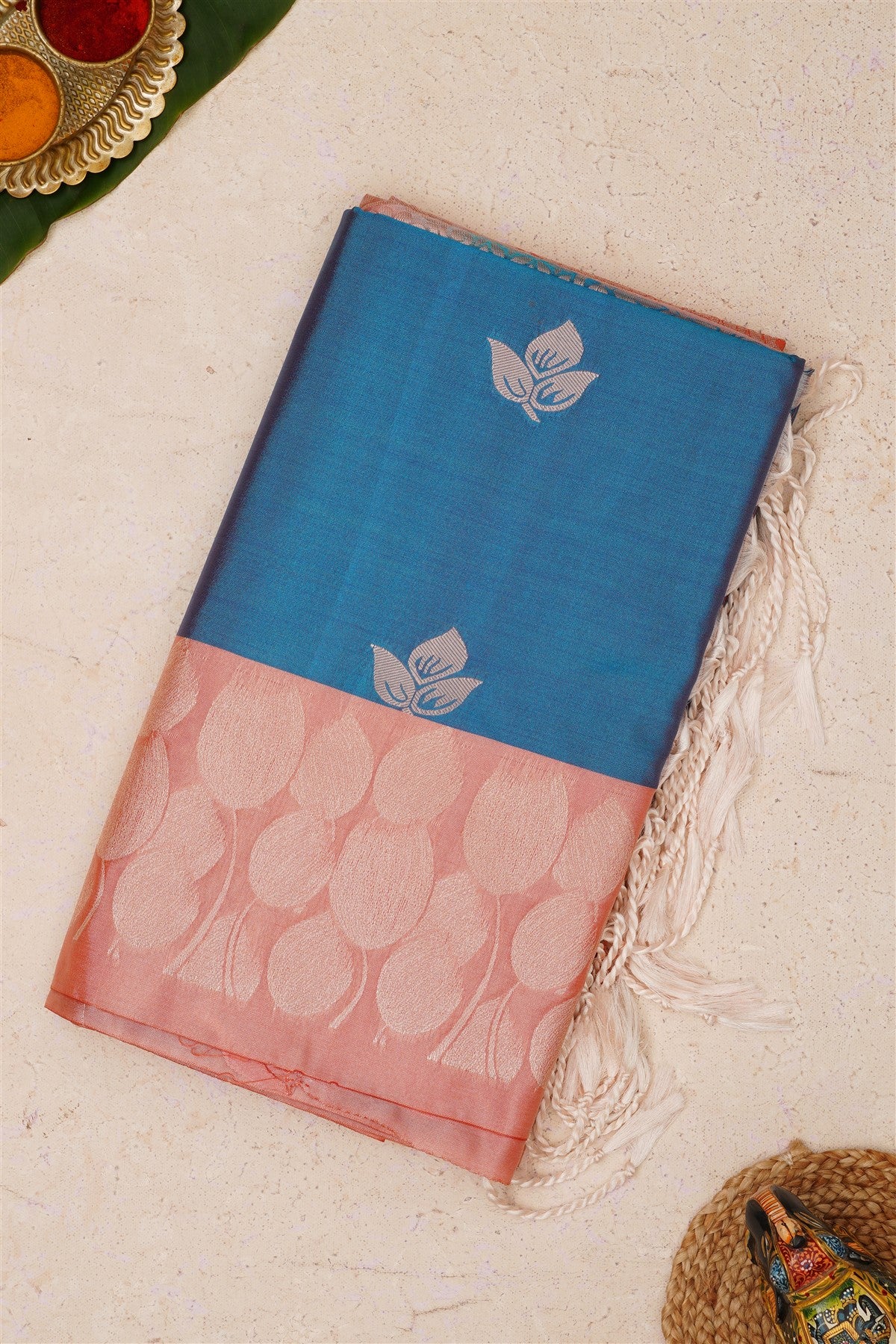 Fancy Vintage Soft Silk Dark Blue Saree