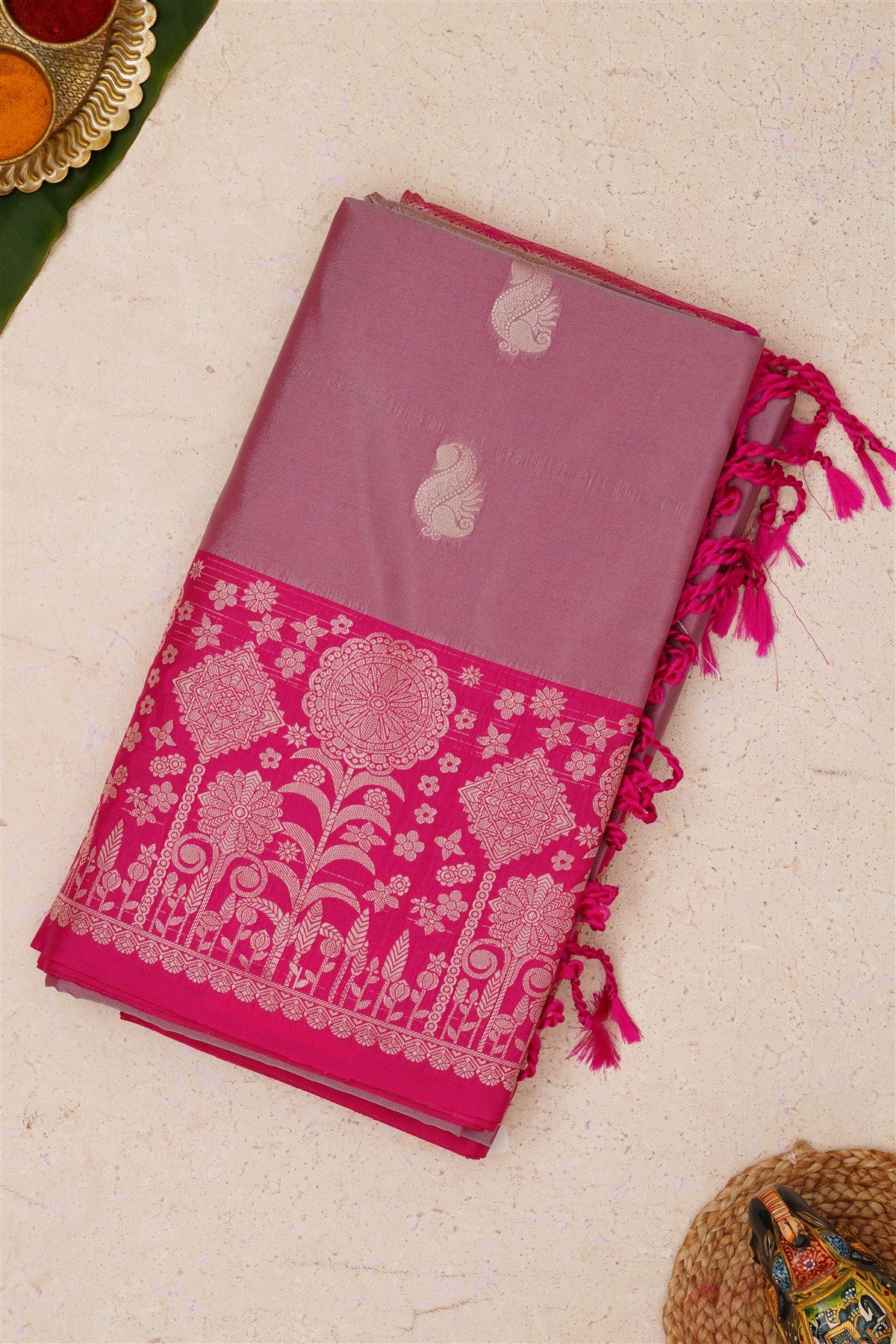 Fancy Vintage Soft Silk Light Lavender Saree